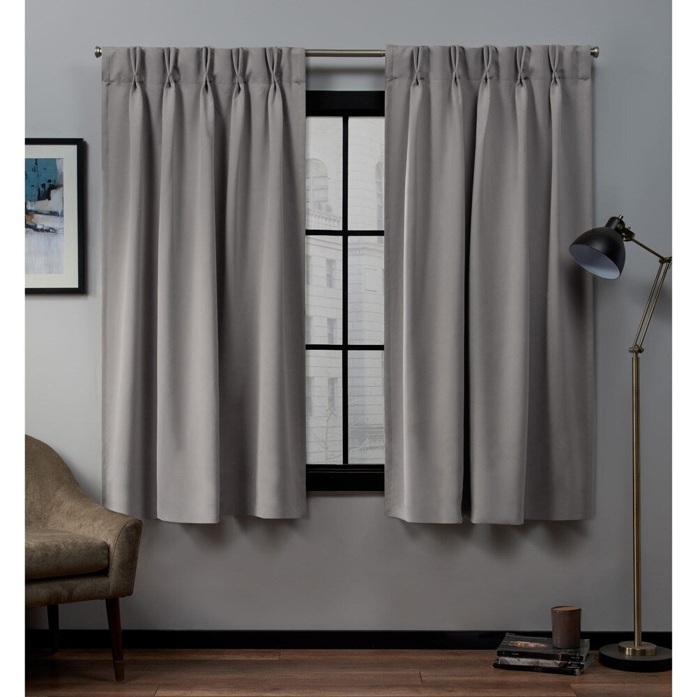 ATI Home Sateen Twill Woven Room Darkening Blackout Pinch Pleat/Hidden Tab Top Curtain Panel Pair