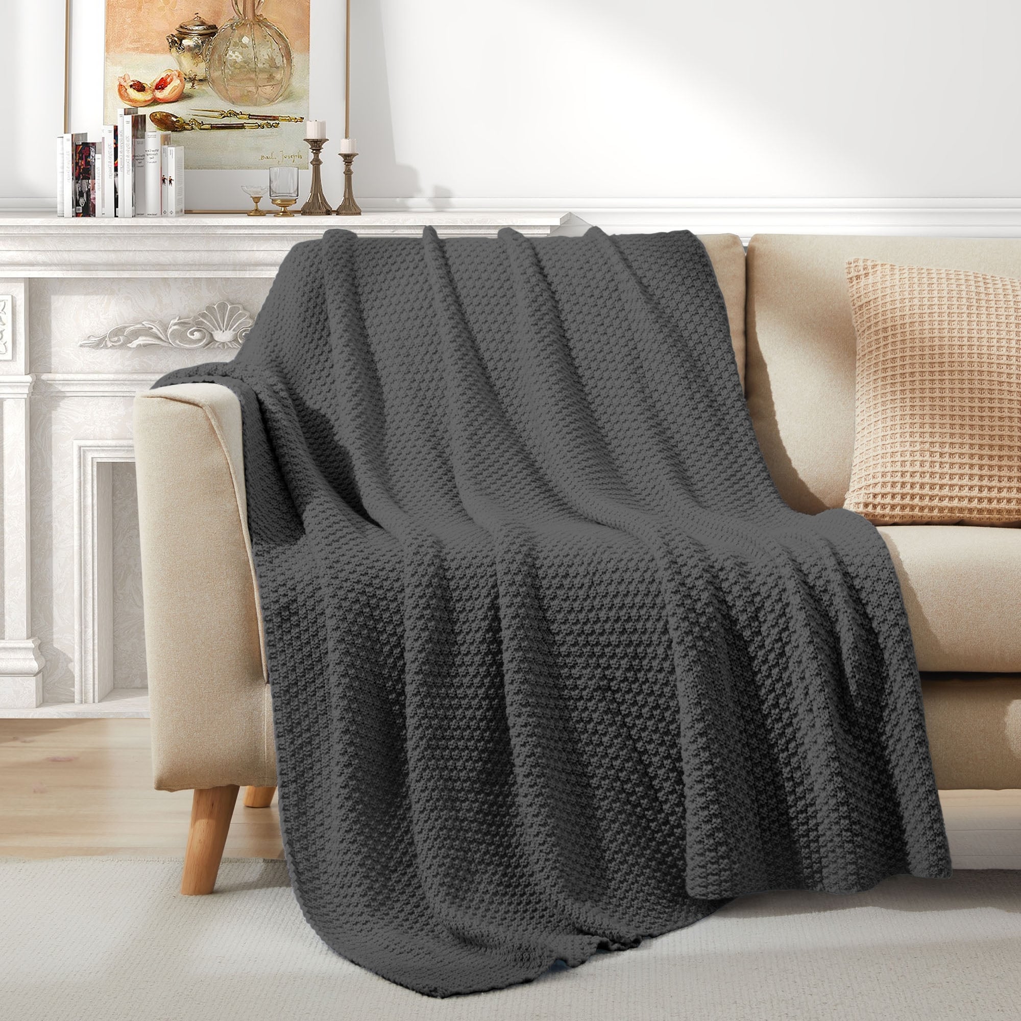 Lightweight and Soft Knit Throw Blanket for Couch