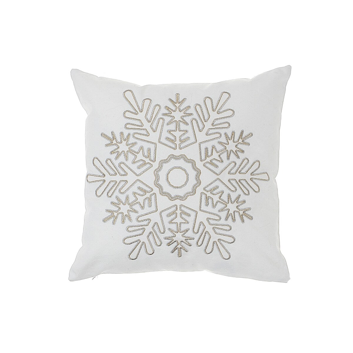 Embroidered Cotton Canvas Cushion Snowflake 18X18 - Set of 2