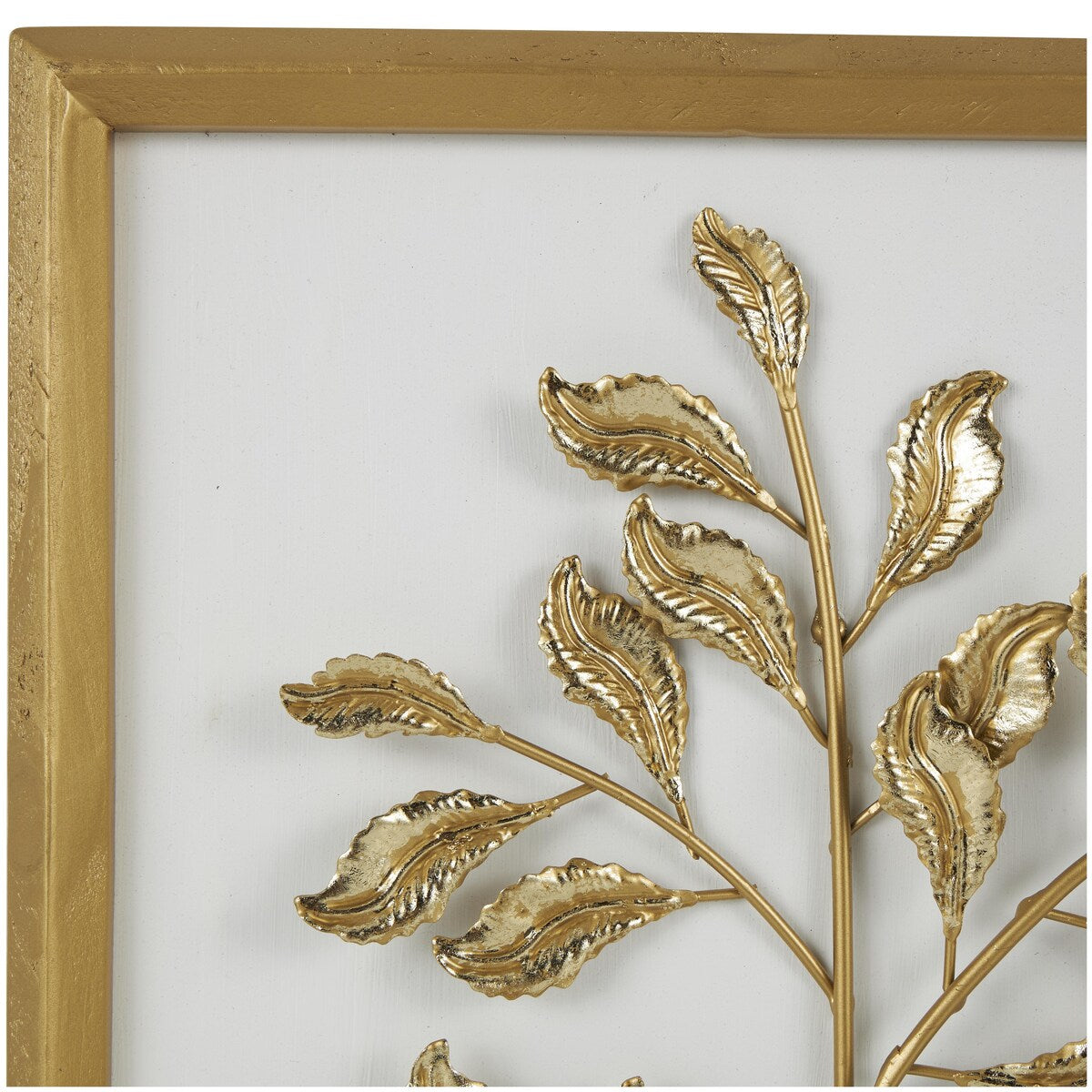 Wood Leaf 3D Home Wall Decor with Beveled Frame - Set of 2 Gold - Roche River Decor