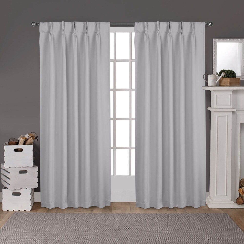 ATI Home Sateen Twill Woven Room Darkening Blackout Pinch Pleat/Hidden Tab Top Curtain Panel Pair