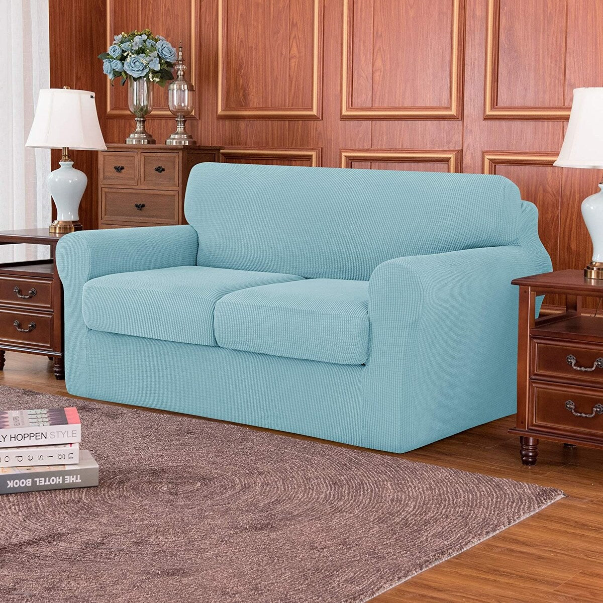 Subrtex Stretch Loveseat Slipcover Cover with 2 Separate Cushion Cover