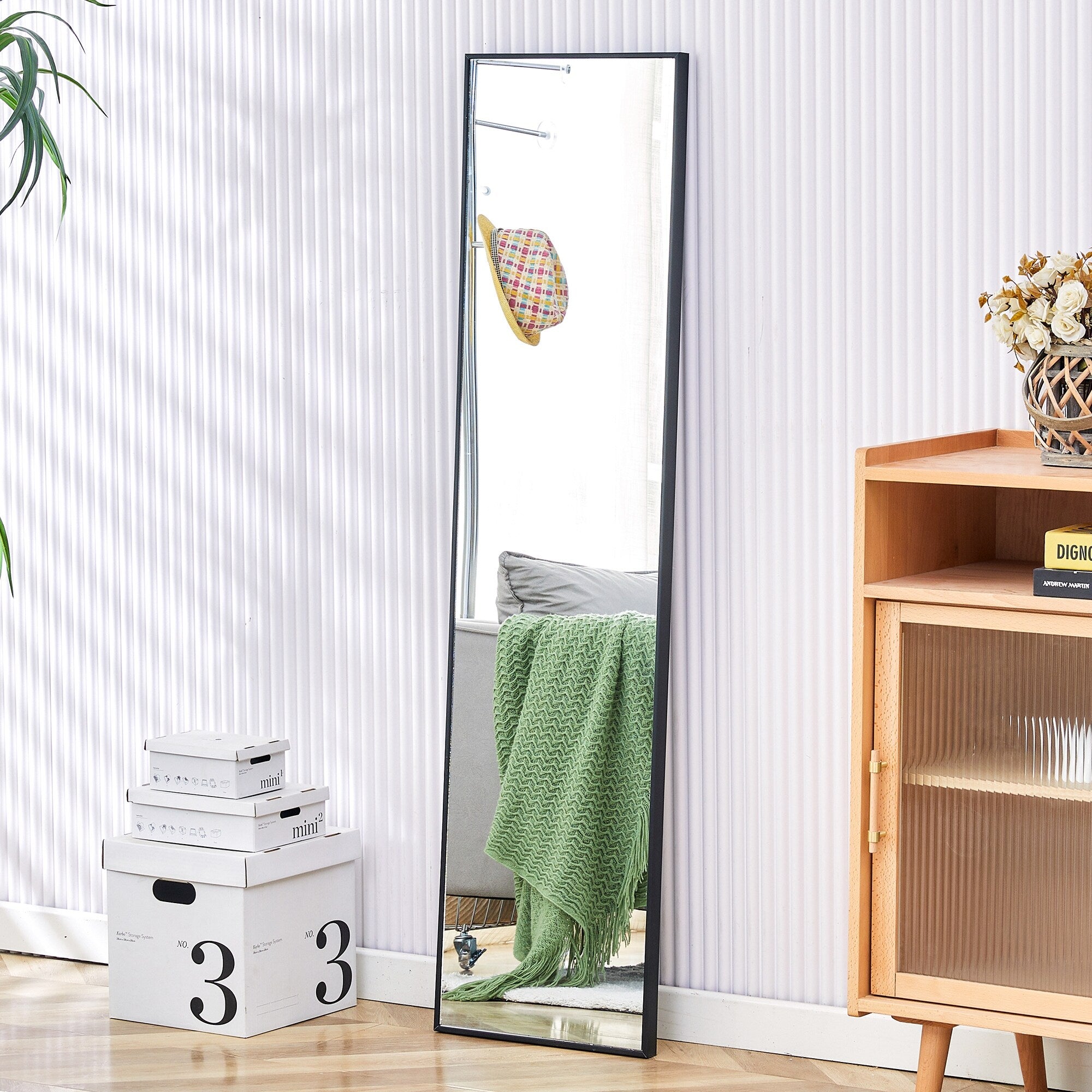 Solid Wood Frame Full Length Mirror, Dressing Mirror, Decorative Mirror, Clothing Store, Floor To Ceiling Mirror, Wall Mounted