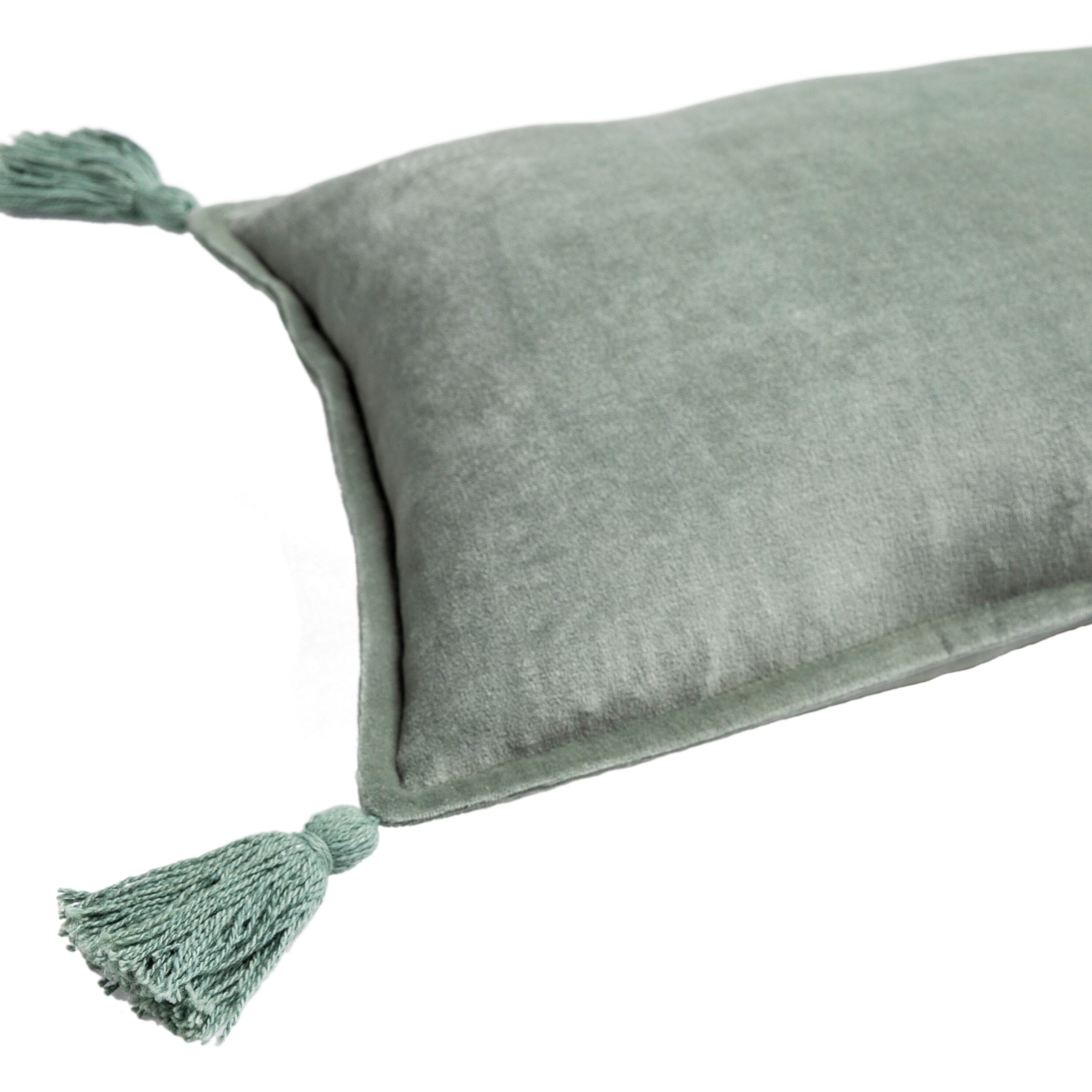 Cassain Velvet Lumbar Pillow with Tassels