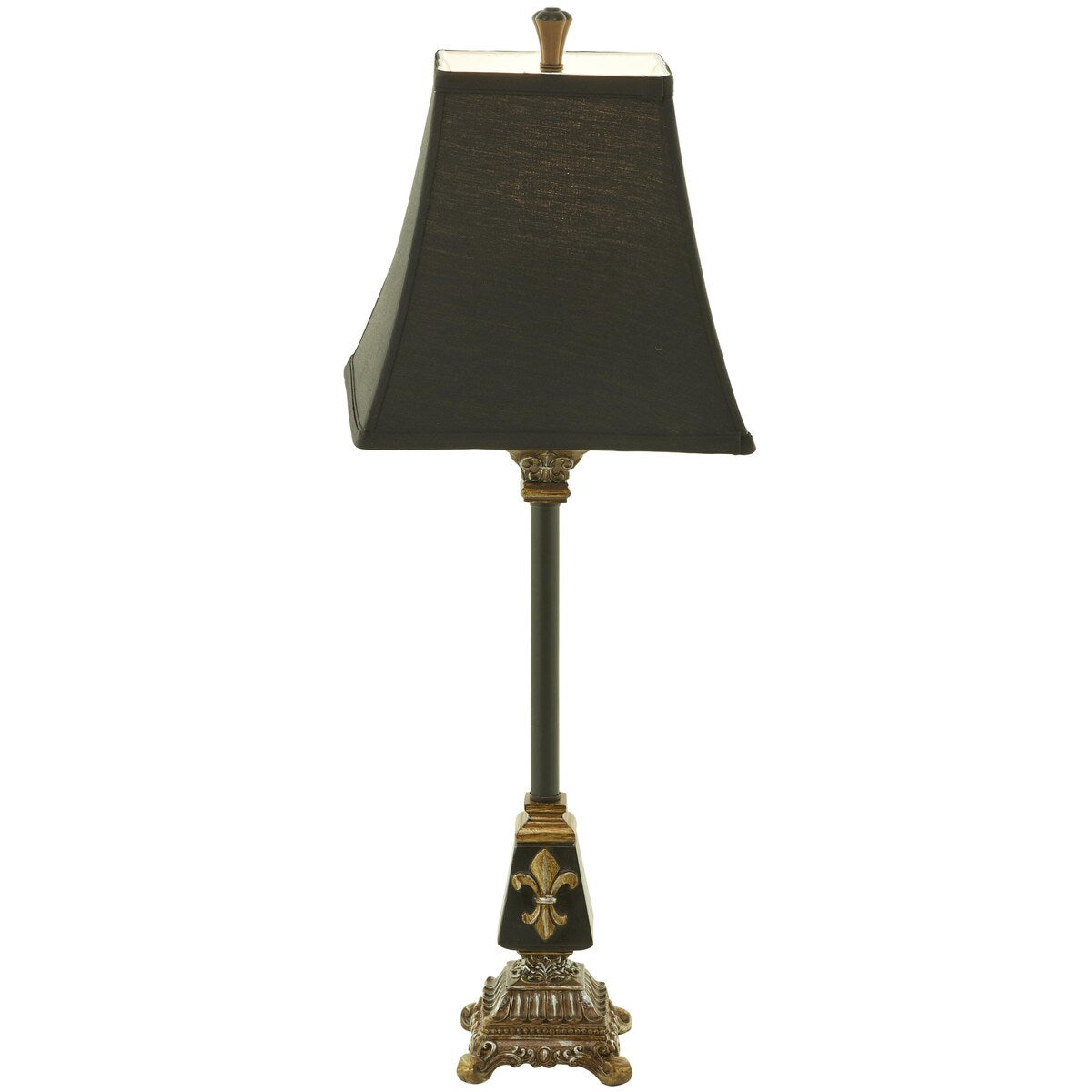 Polystone Fleur De Lis Antique Style Room Buffet Lamp - Black - Roche River Decor