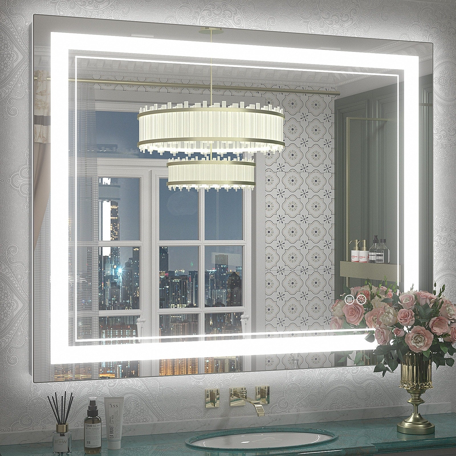 Apmir Frameless LED Anti-fog Bathroom Vanity Mirror in Tempered Glass