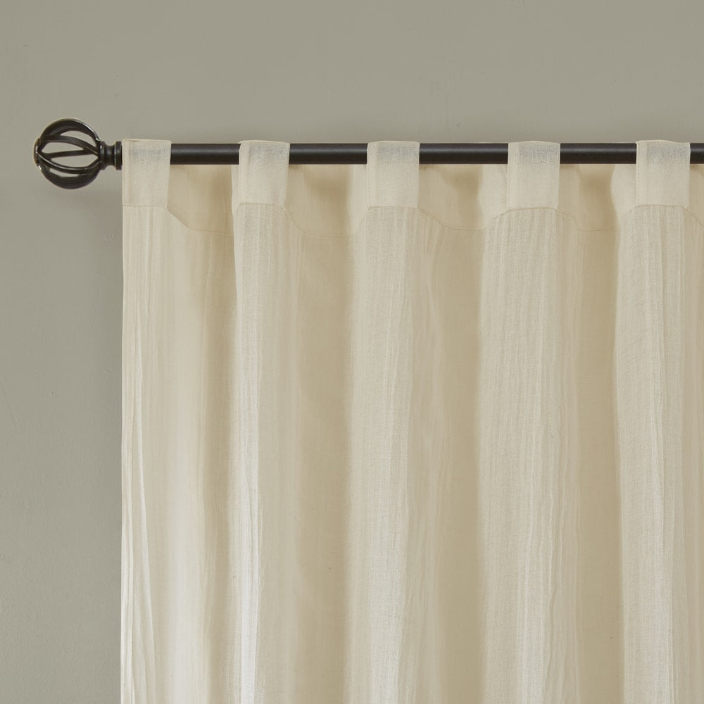 Madison Park Kaylee Solid Crushed Sheer Window Curtain Pair