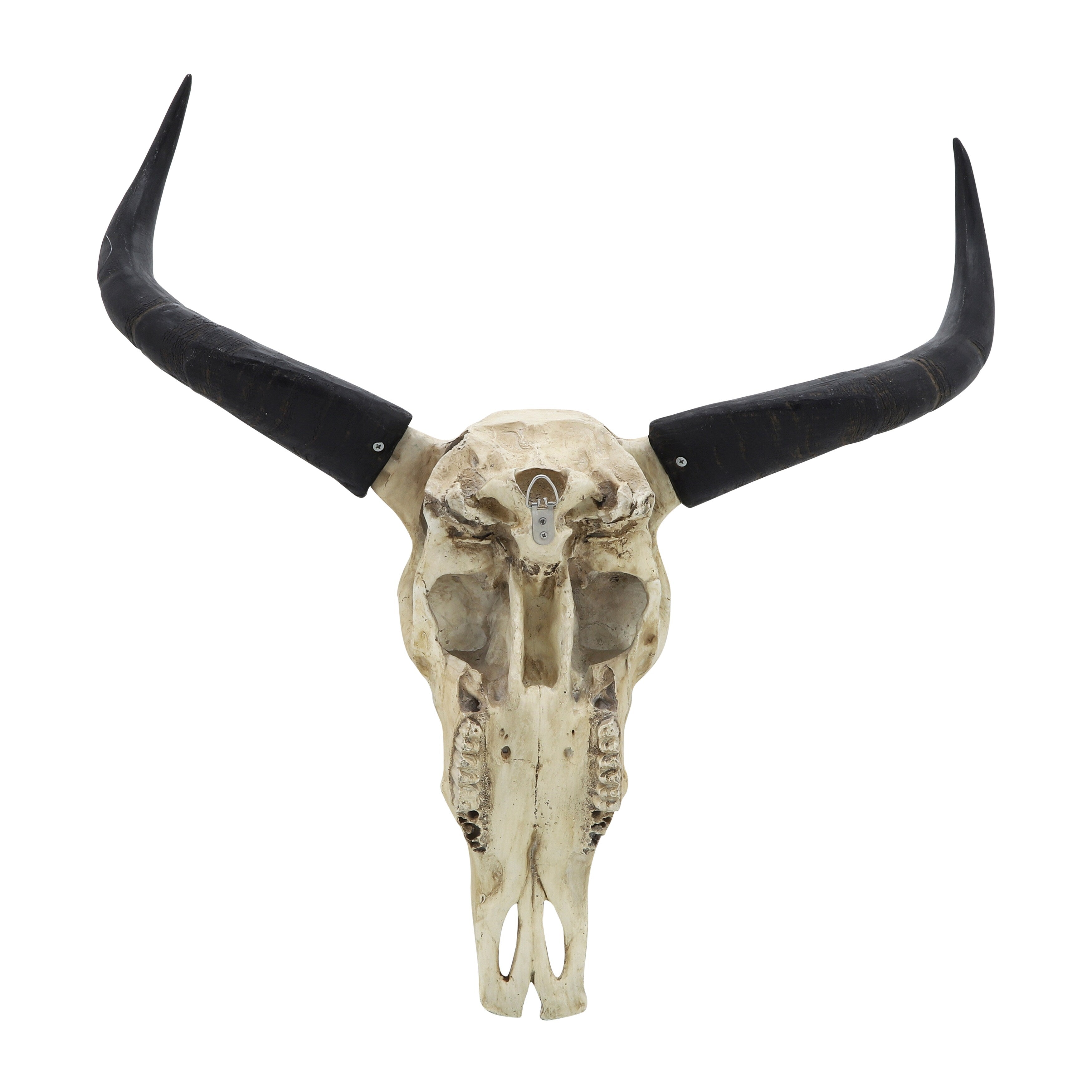 Sagebrook Home Boho Resin 28 Bull Skull Wall Accent, Ivory/Black