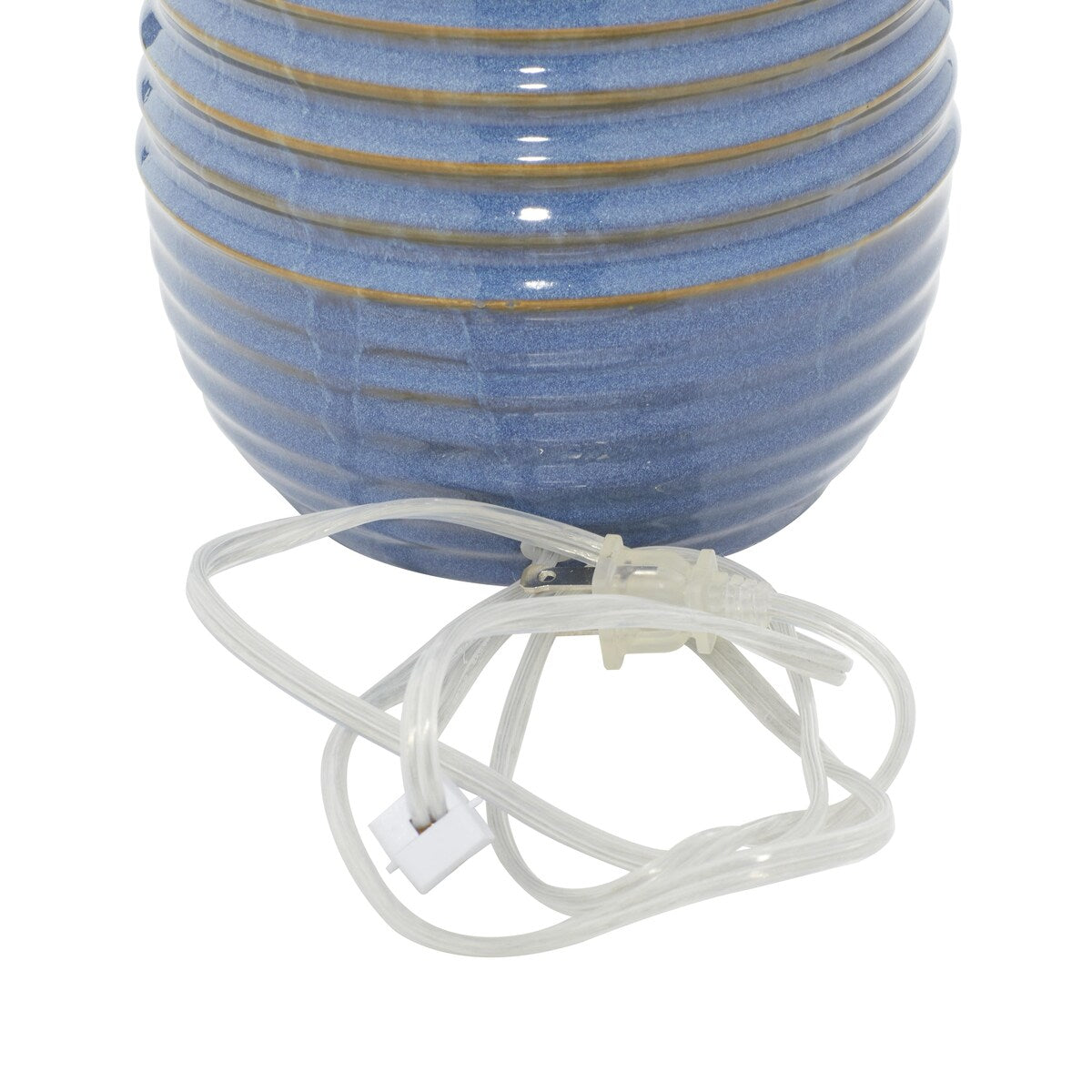 Ceramic Ribbed Room Table Lamp with Drum Shade - Blue - Roche River Decor