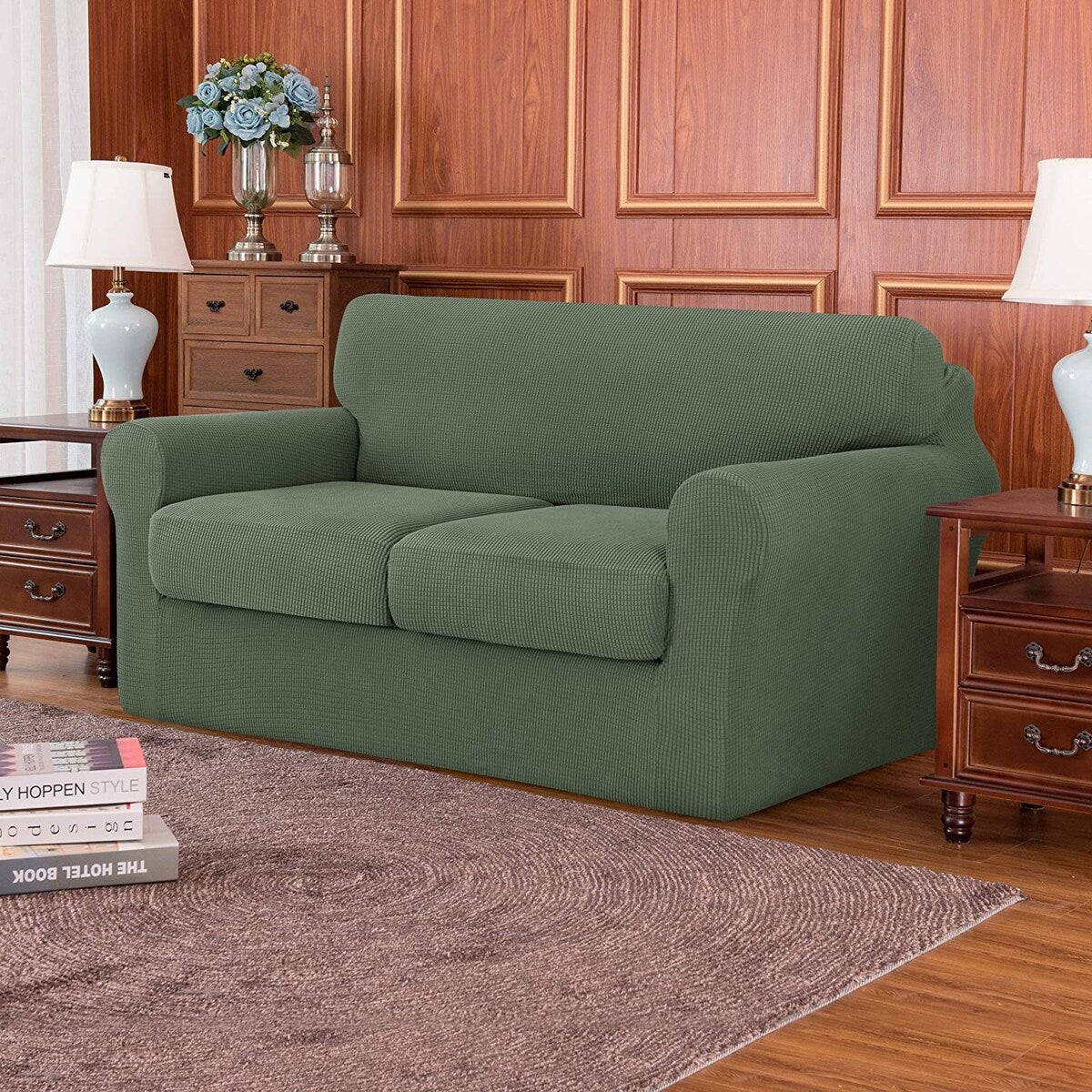 Subrtex Stretch Loveseat Slipcover Cover with 2 Separate Cushion Cover