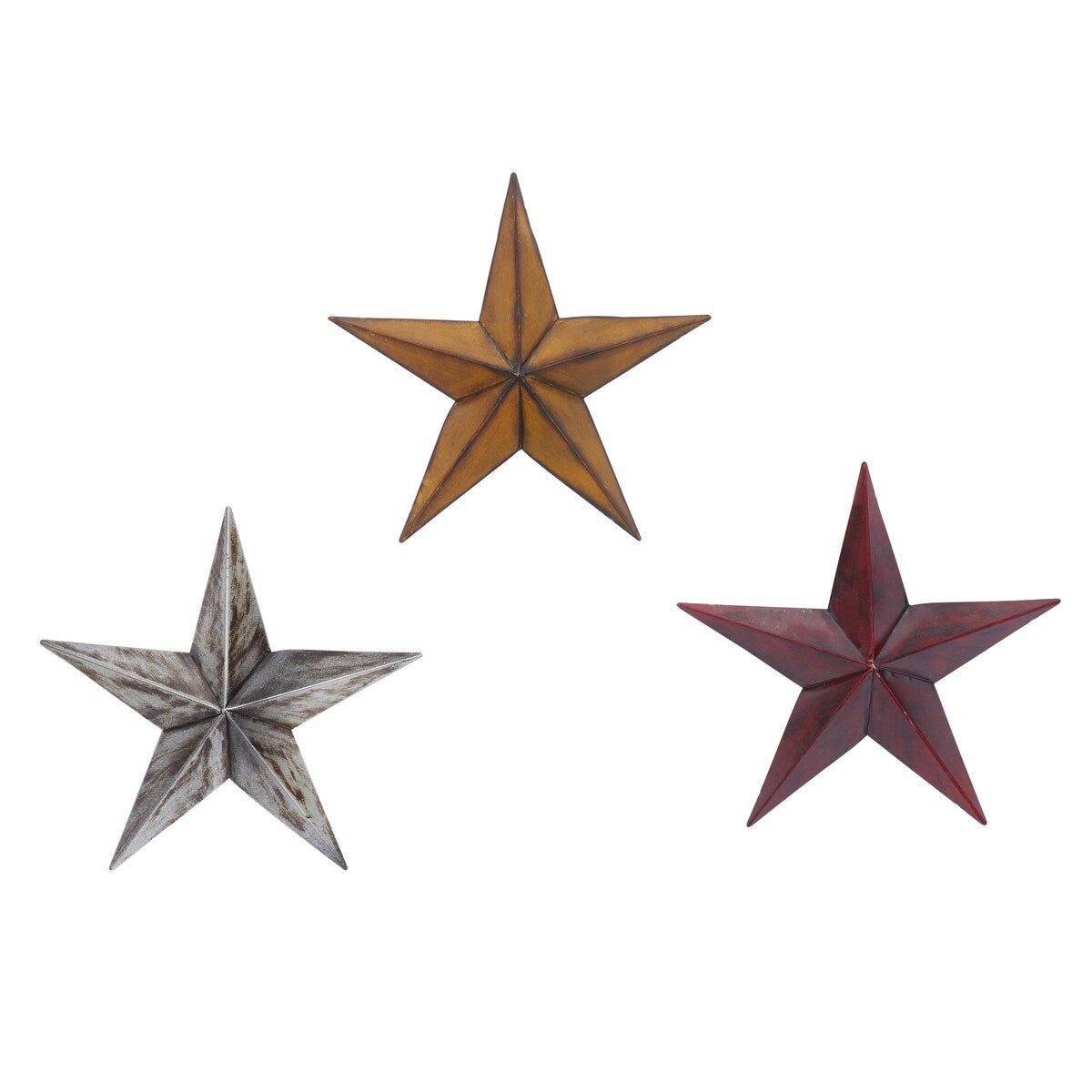 Metal Star Indoor Outdoor Home Wall Decor - Set of 3 Multi Colored - Roche River Decor
