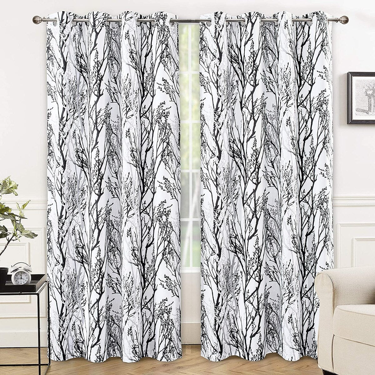 Tree Branch Grommet Window Curtain Panel