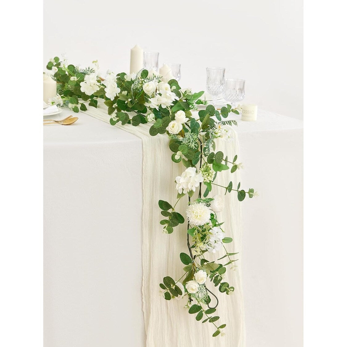 5.9Ft Eucalyptus Garland, Artificial Fake Flower Greenery Garland