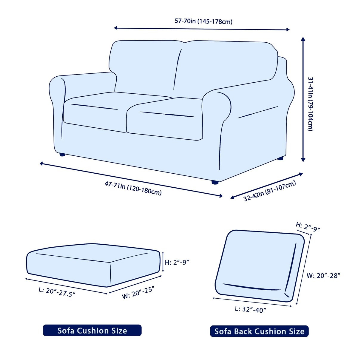 Subrtex 5-Piece Stretch Loveseat Slipcover Sets with 2 Backrest Cushion Covers and 2 Seat Cushion Covers