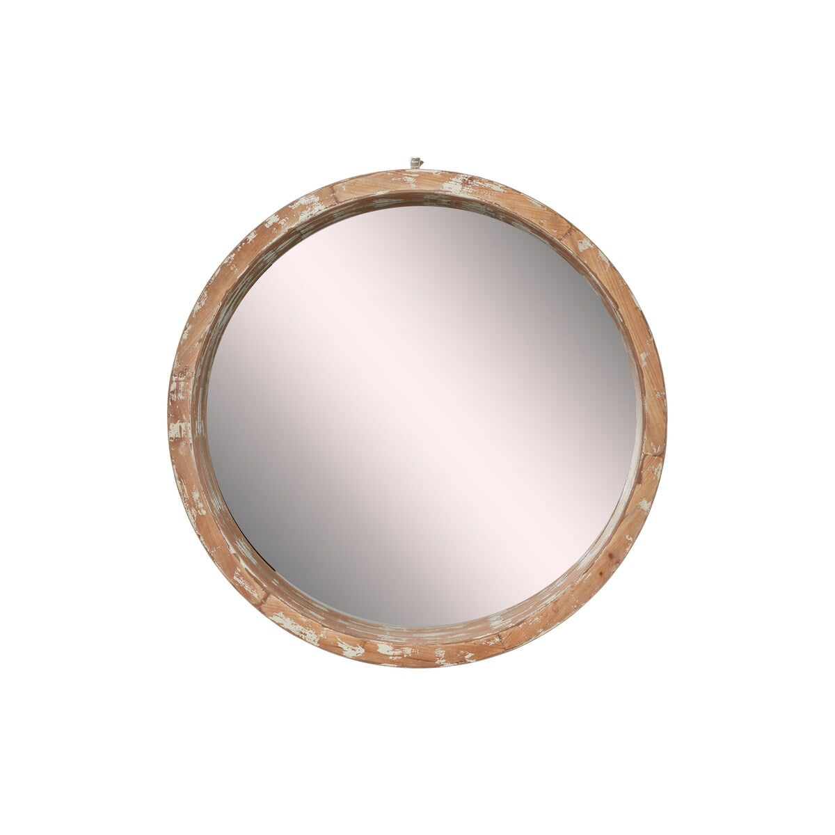 Wood Room Wall Mirror with Cream Distressing - Brown - Roche River Decor