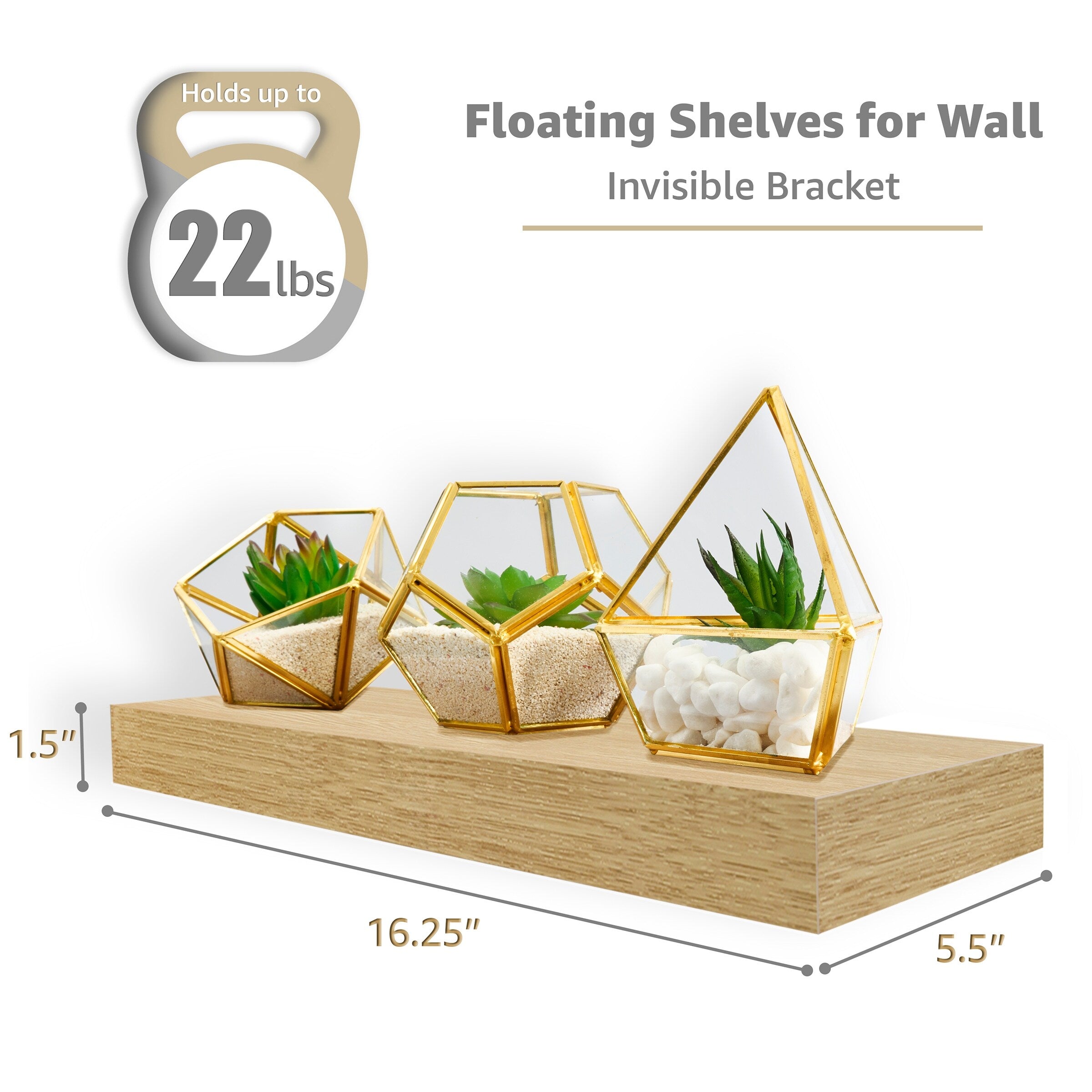 Floating Shelves, Farmhouse Hanging Wall Shelf Decor - 16 Inches, 3 Pk