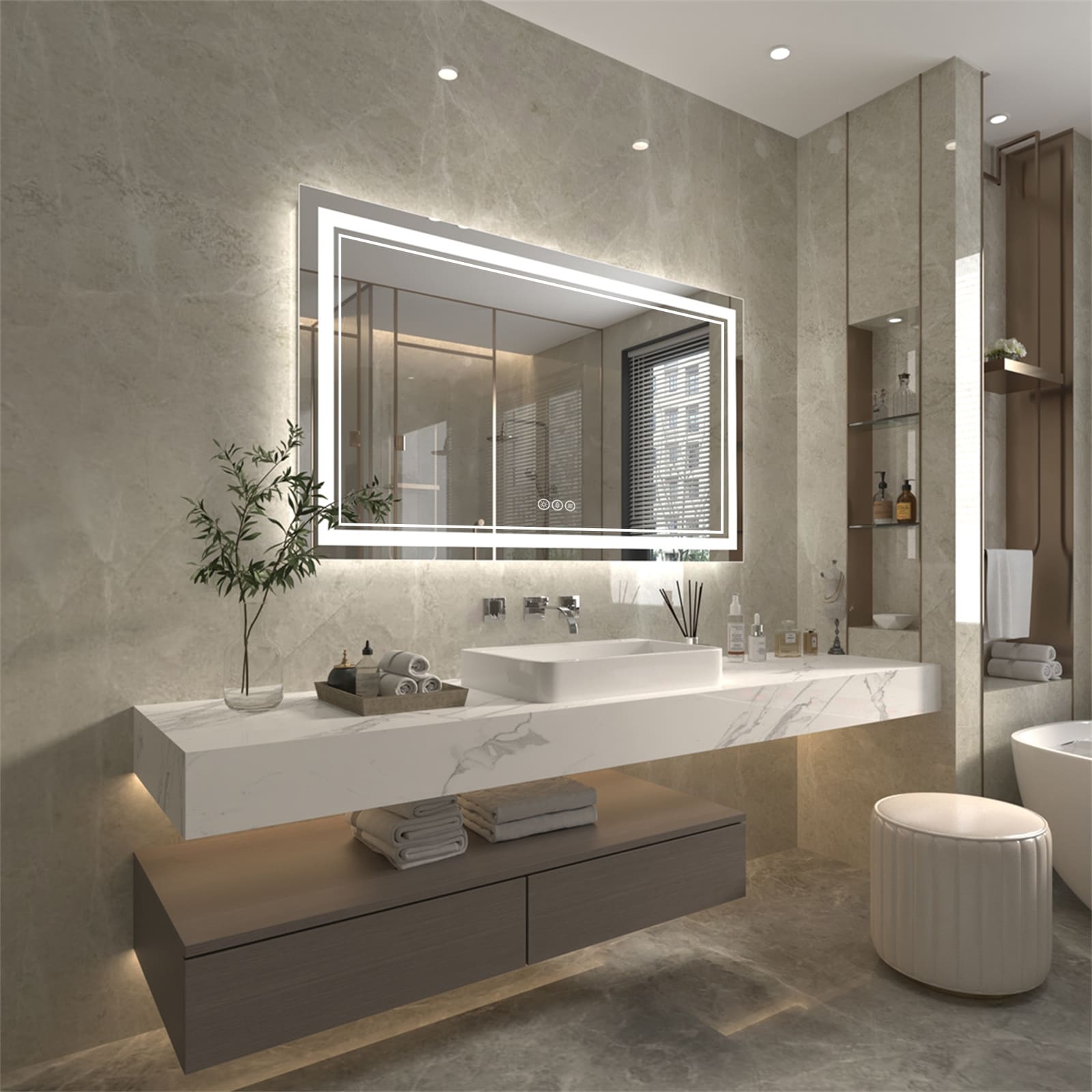 ExBrite Anti-Fog LED Bathroom Mirror with Endless Dimming