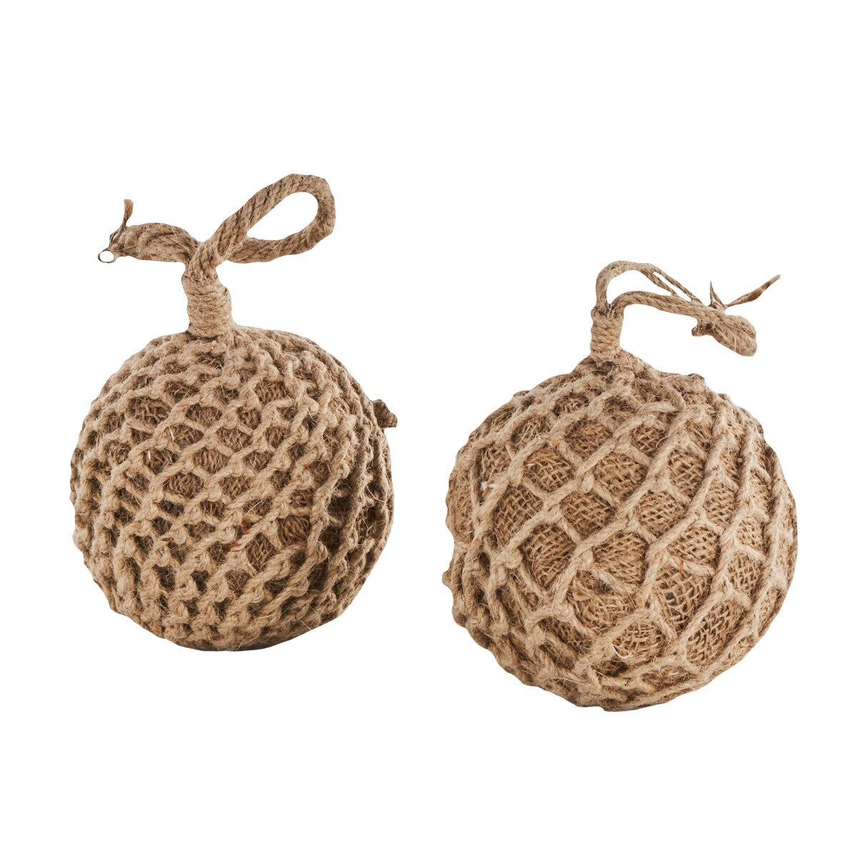 Cement Stone Knot Handmade Woven Layered Orb Decorative Sculpture with Handles - Set of 2 Brown - Roche River Decor