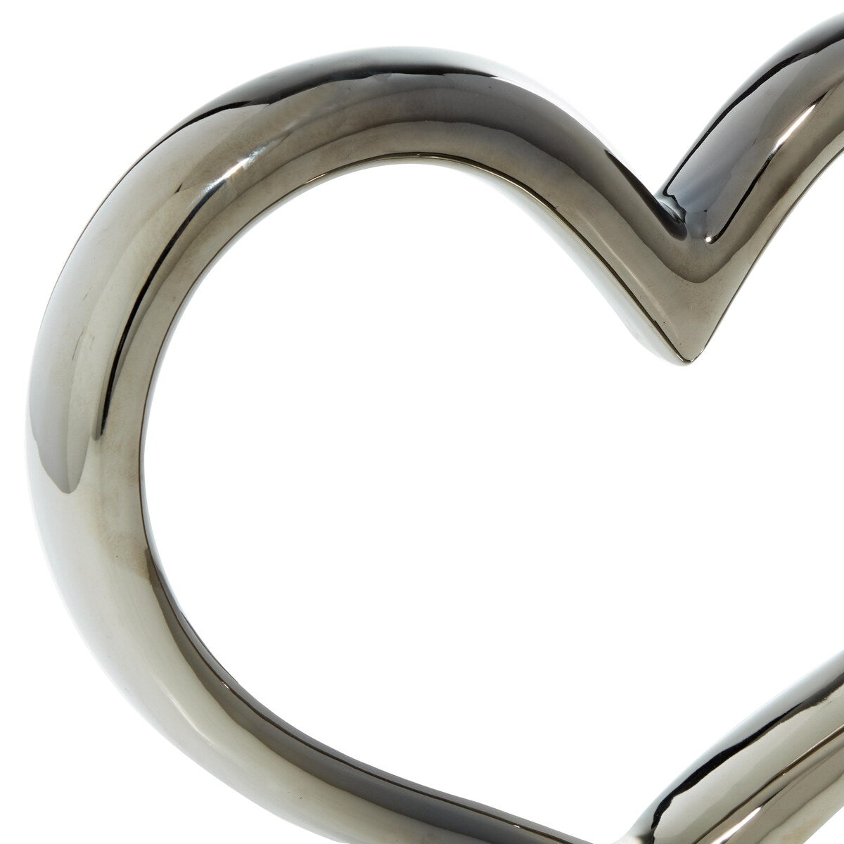 Ceramic Heart Decorative Sculpture with Black Base - Silver - The Novogratz