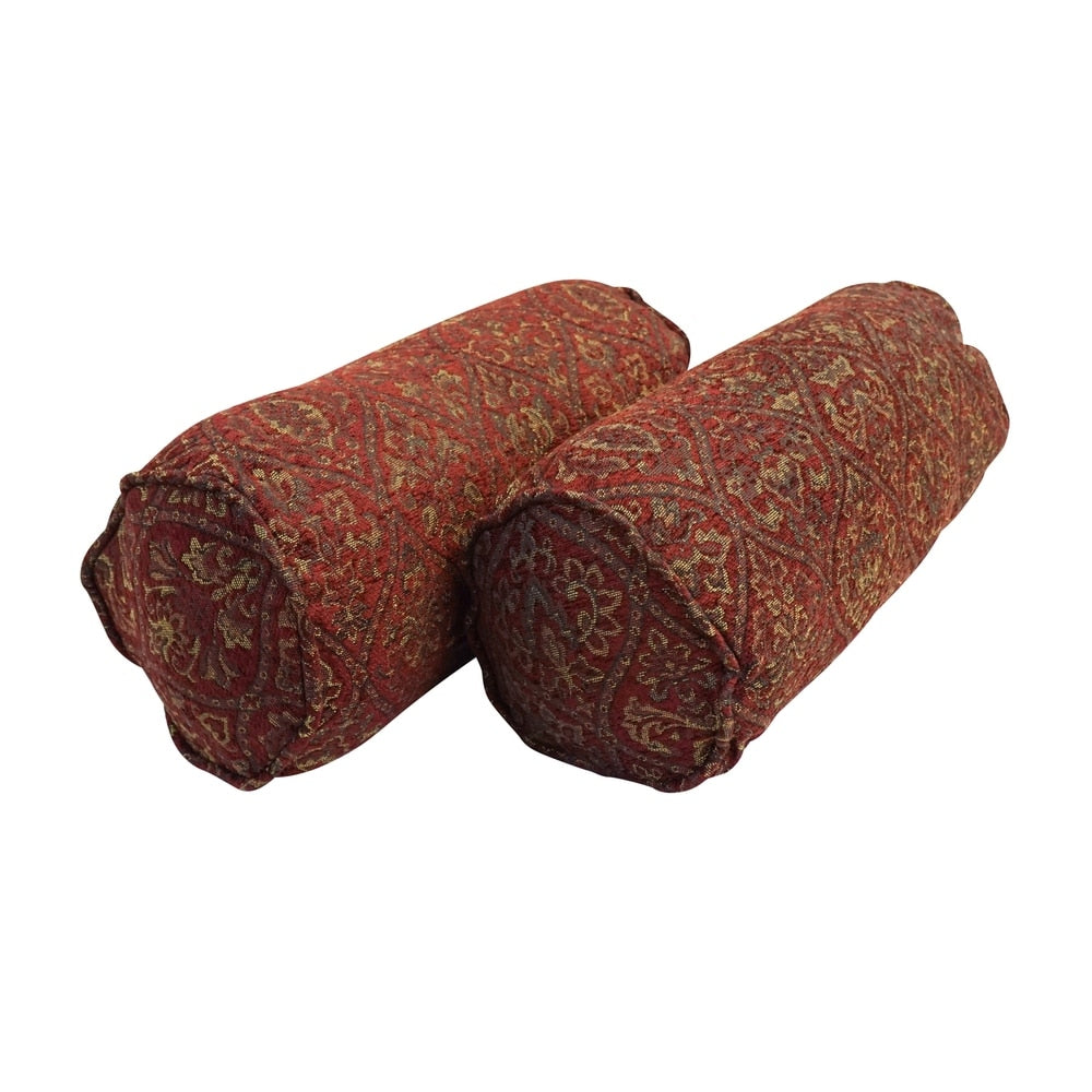 20-inch by 8-inch Corded Patterned Jacquard Chenille Bolster Pillows (Set of 2)