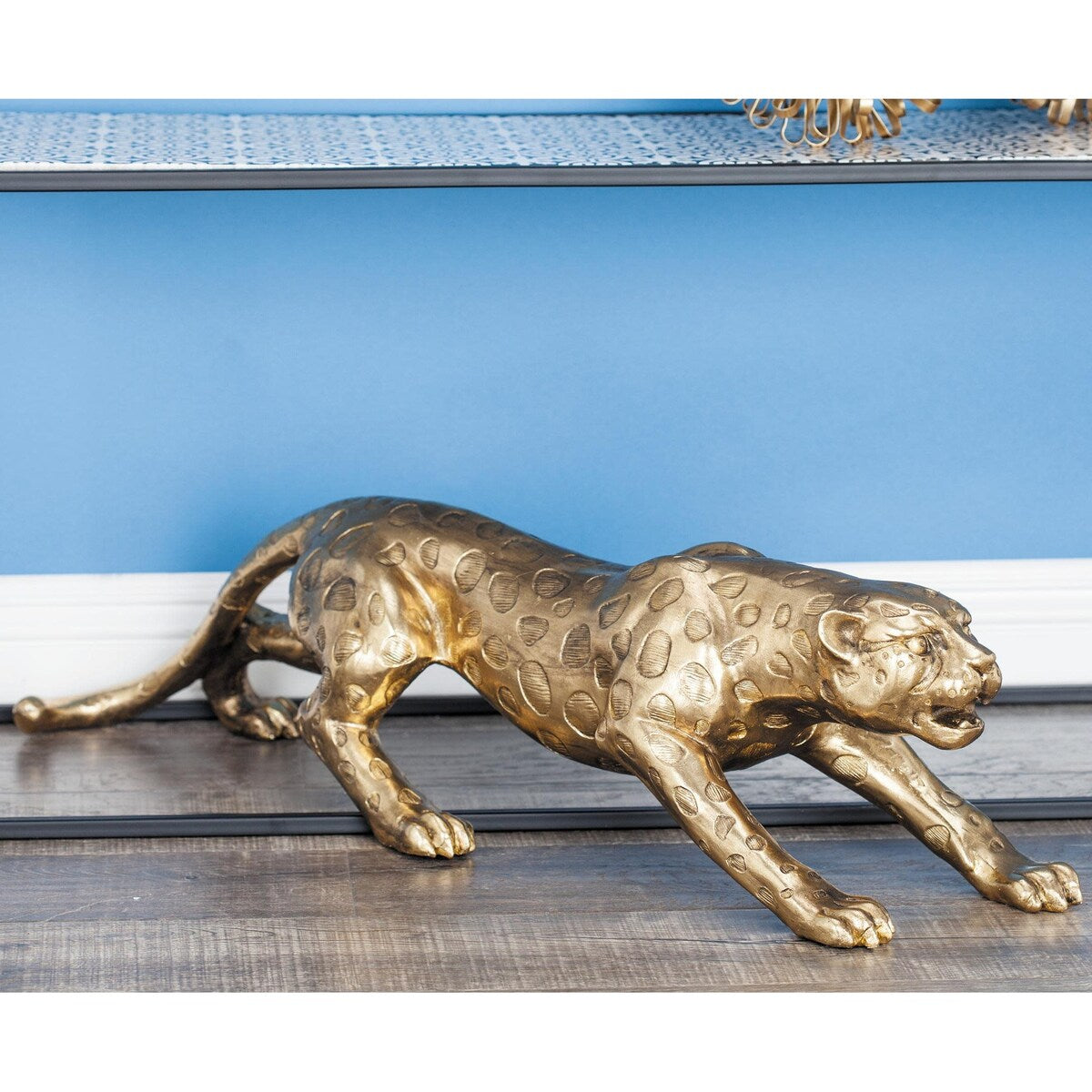 Polystone Leopard Decorative Sculpture - Gold - Roche River Decor