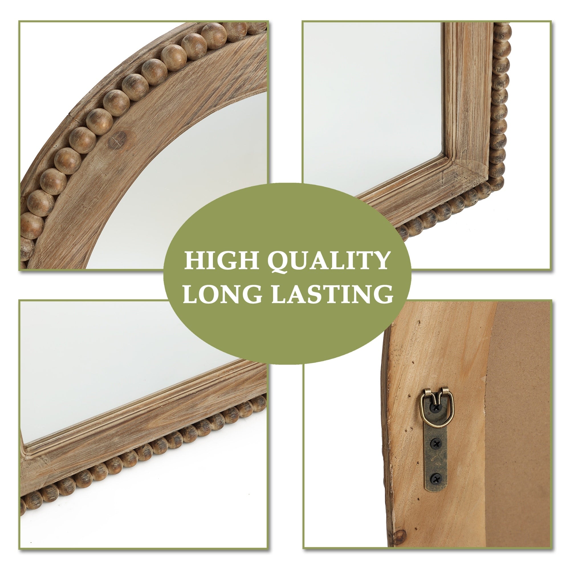 Wood Framed Arch Window Wall Mirror, Bathroom Wall Mirror - 39.25 H x 25.87 W x 1.5 D