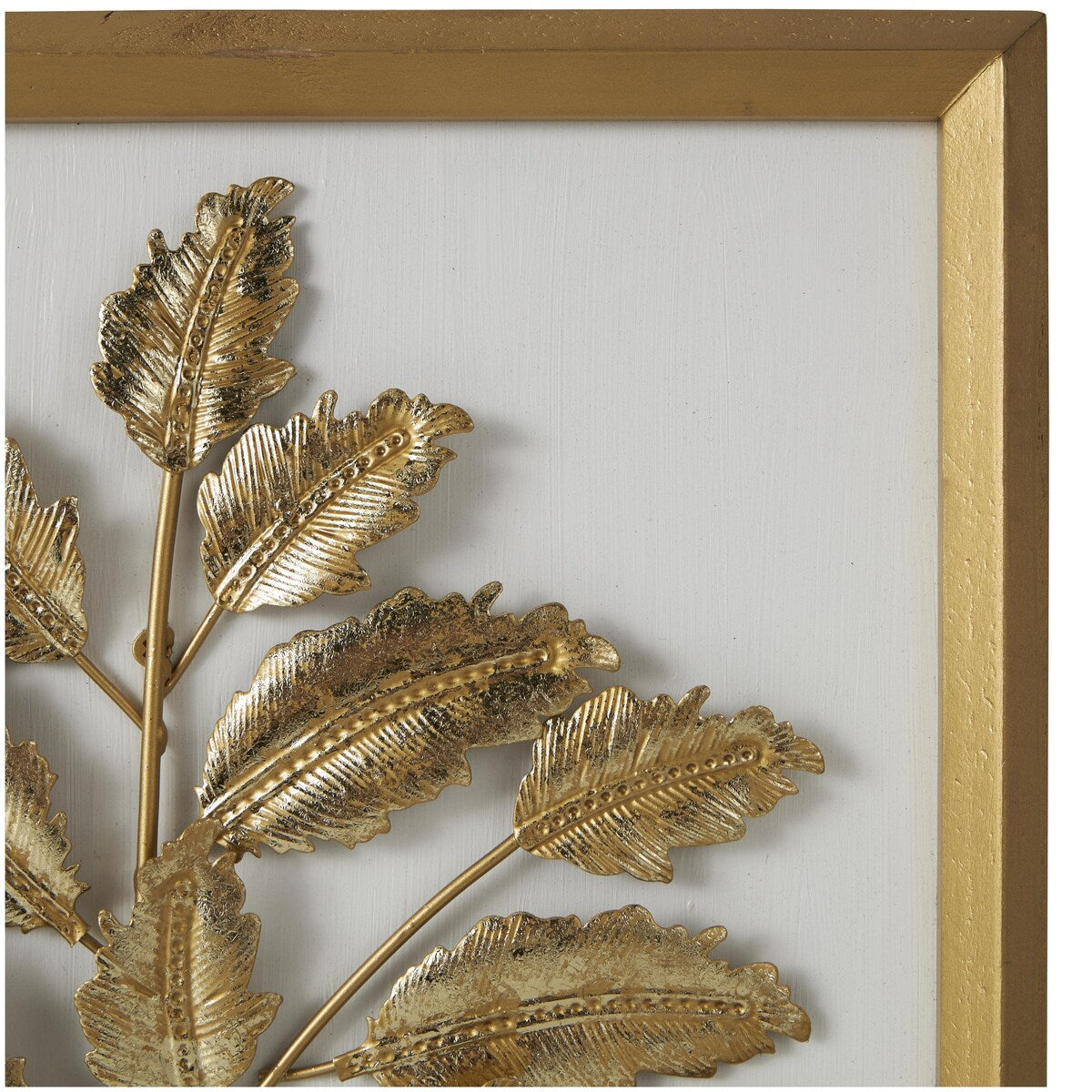 Wood Leaf 3D Home Wall Decor with Beveled Frame - Set of 2 Gold - Roche River Decor