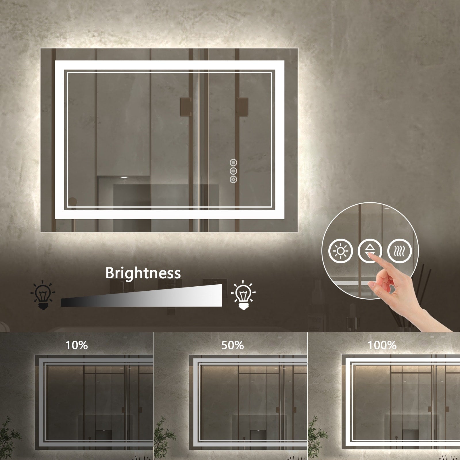 ExBrite Anti-Fog LED Bathroom Mirror with Endless Dimming