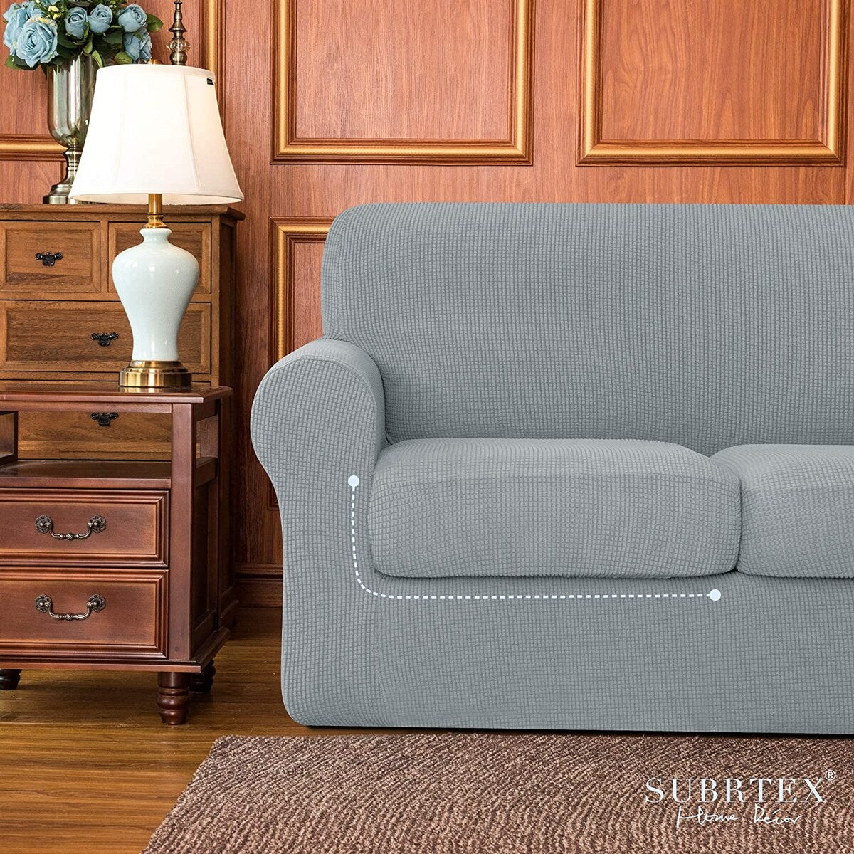 Subrtex Stretch Loveseat Slipcover Cover with 2 Separate Cushion Cover