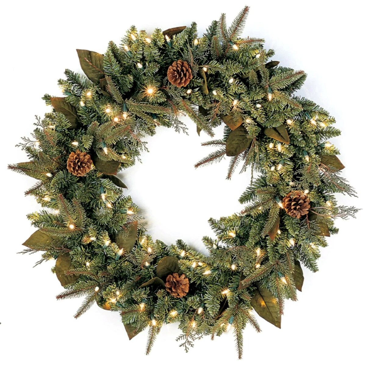 Pre-Lit Green River Spruce Artificial Christmas Wreath - 24 - Clear Lights