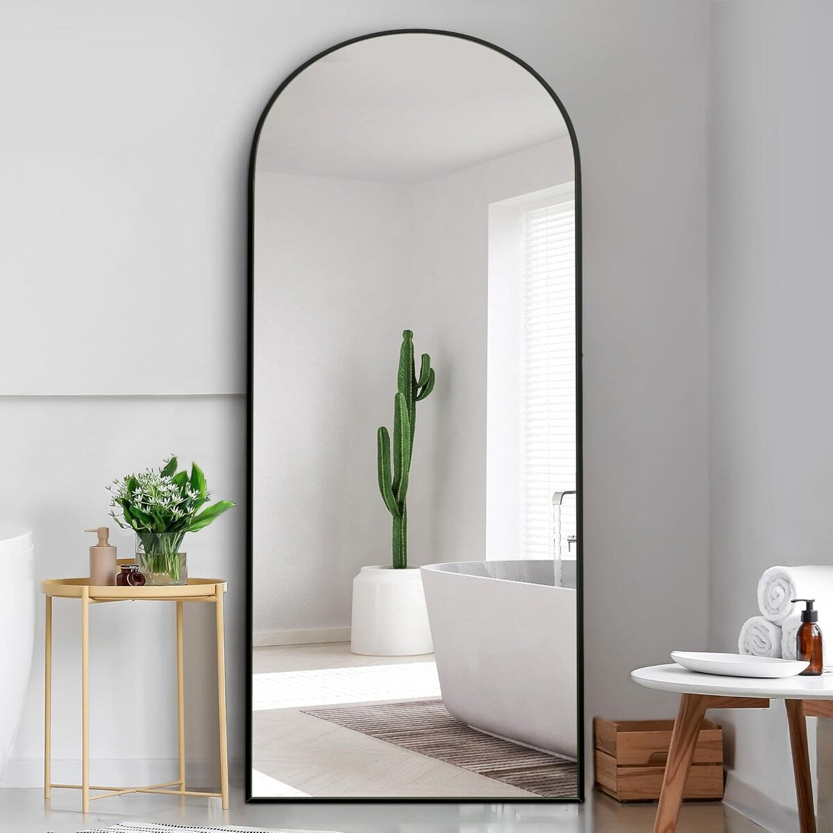 71x24 Inch Arch Full Length Mirror, Standing Floor Mirror, Full Body Mirror for Living Room, Bedroom, Bathroom (Wooden Frame)