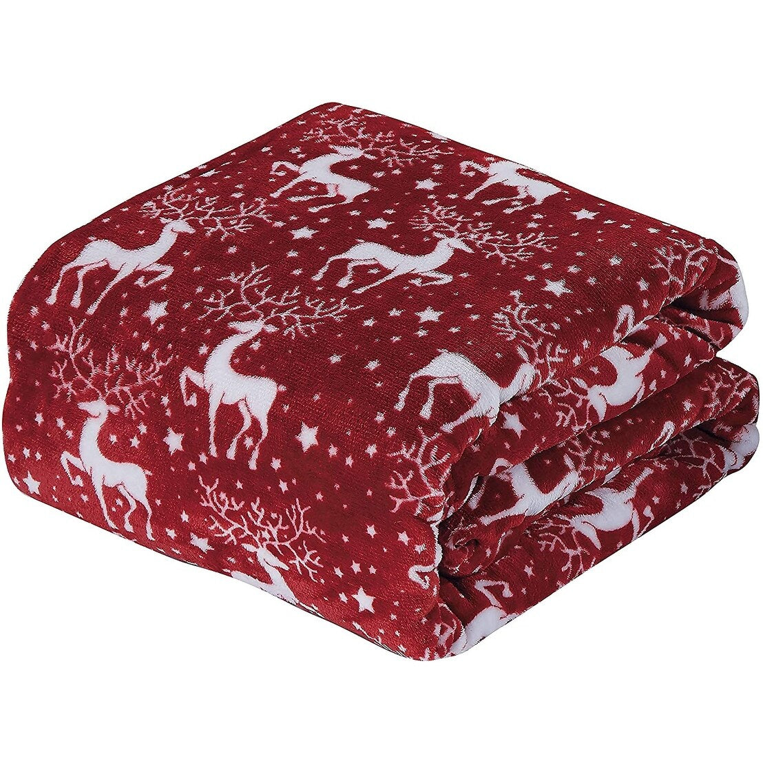 NobleHouse Velvet Touch Holiday Throw Fleece Blanket (50 x 60) - Reindeer