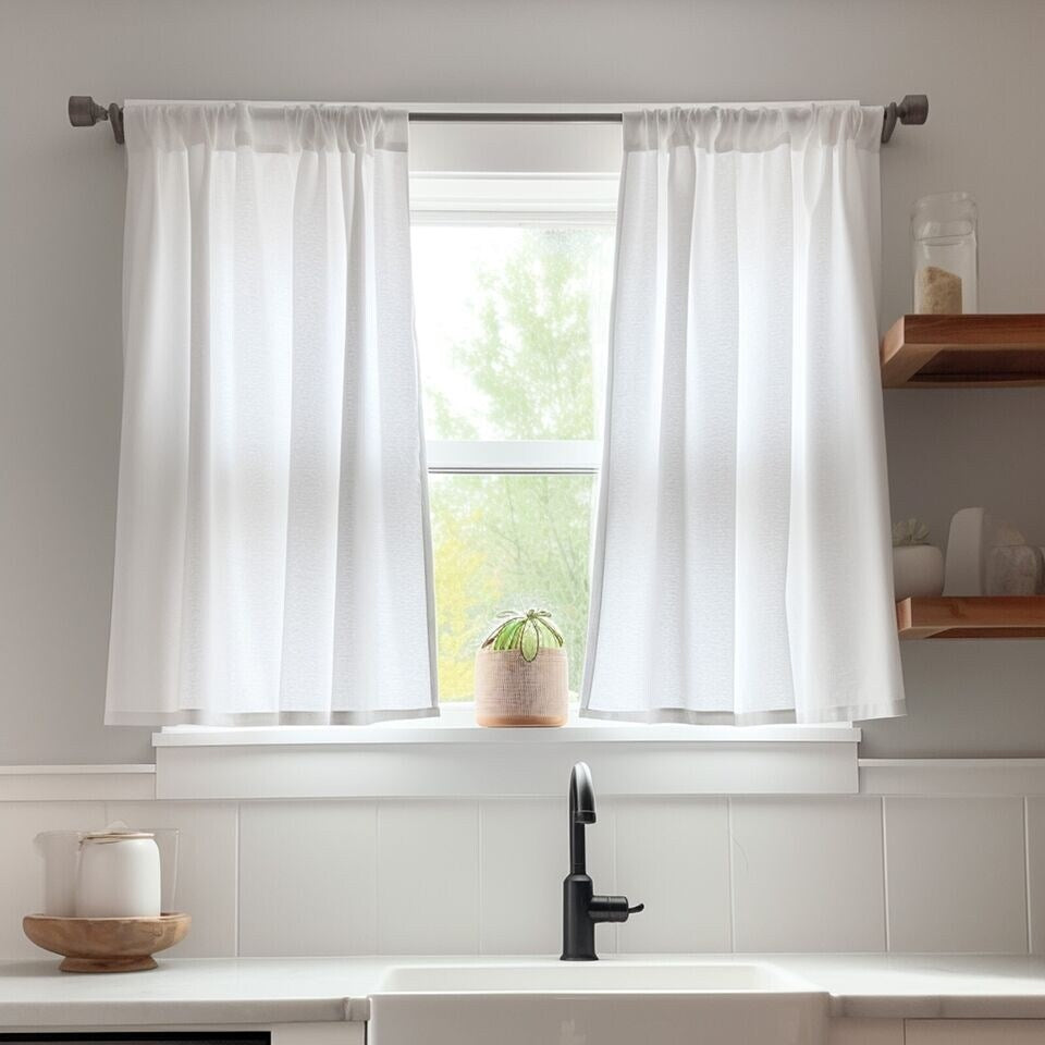 Privacy Linen Short Curtains Light-Filtering 26x45 Inch