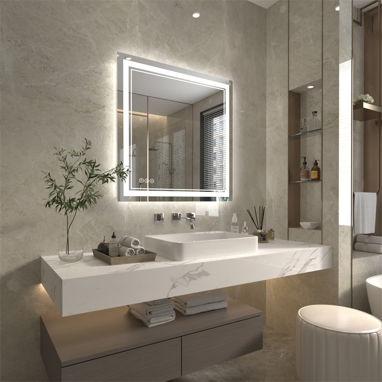 ExBrite Anti-Fog LED Bathroom Mirror with Endless Dimming