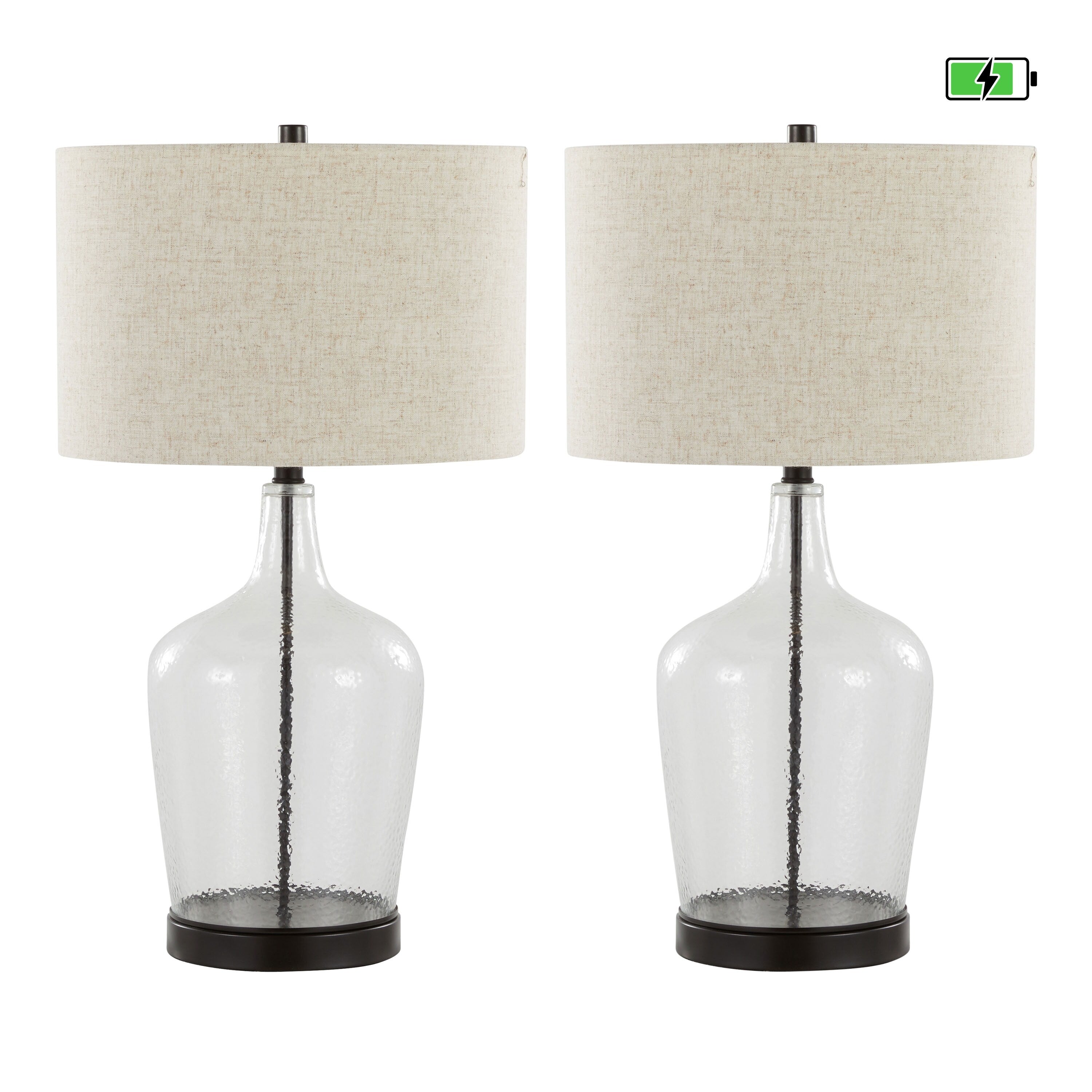 Porch & Den Bree 28 Glass Table Lamp with USB (Set of 2)