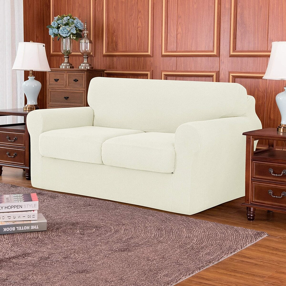 Subrtex Stretch Loveseat Slipcover Cover with 2 Separate Cushion Cover