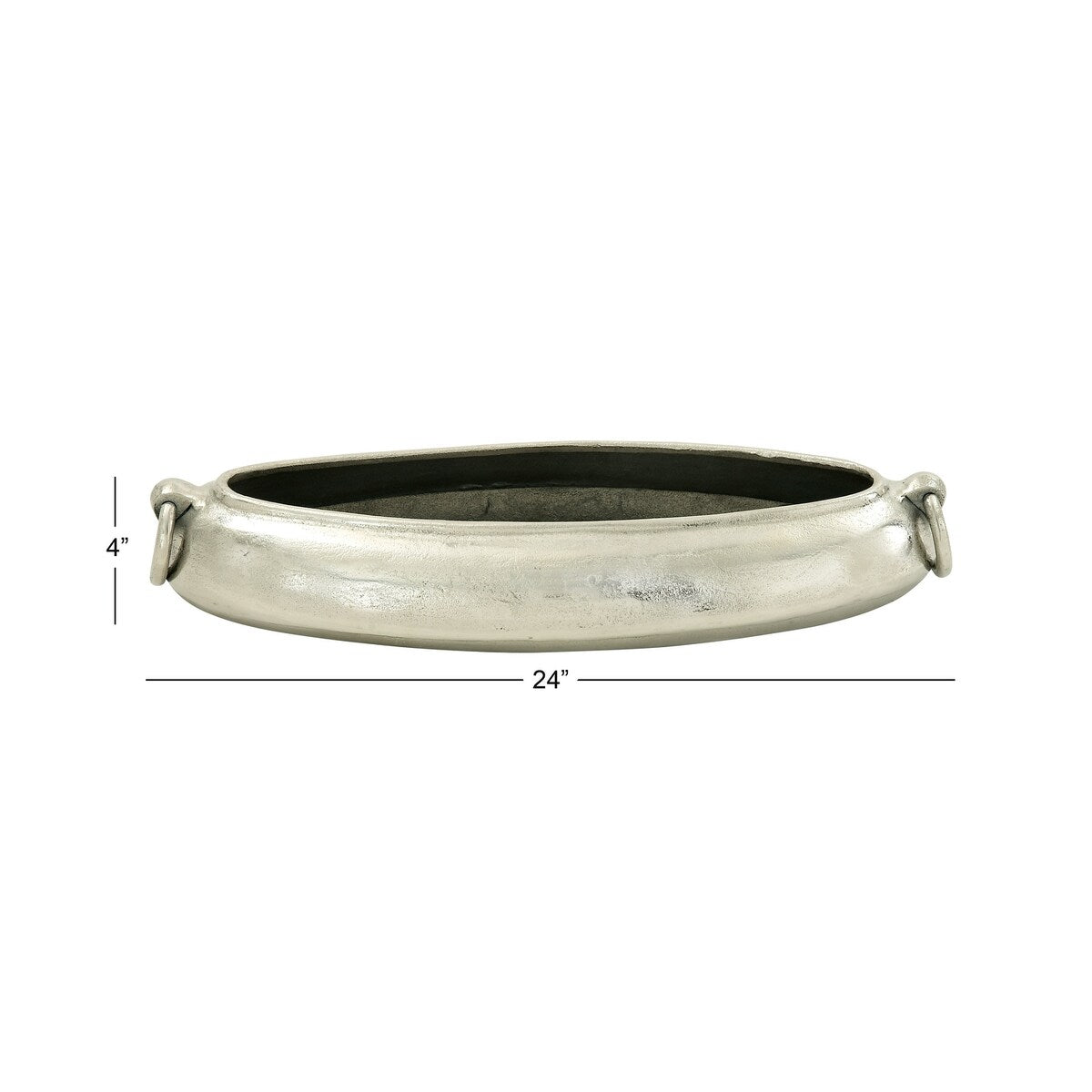 Aluminum Metal Decorative Decorative Bowl with Ring Handles - Silver - Roche River Decor