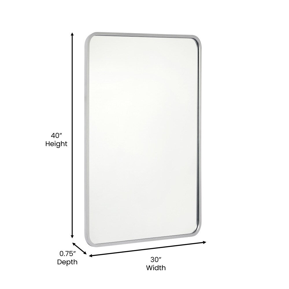 Wall Mount Shatterproof Rectangular Accent Wall Mirror with Metal Frame