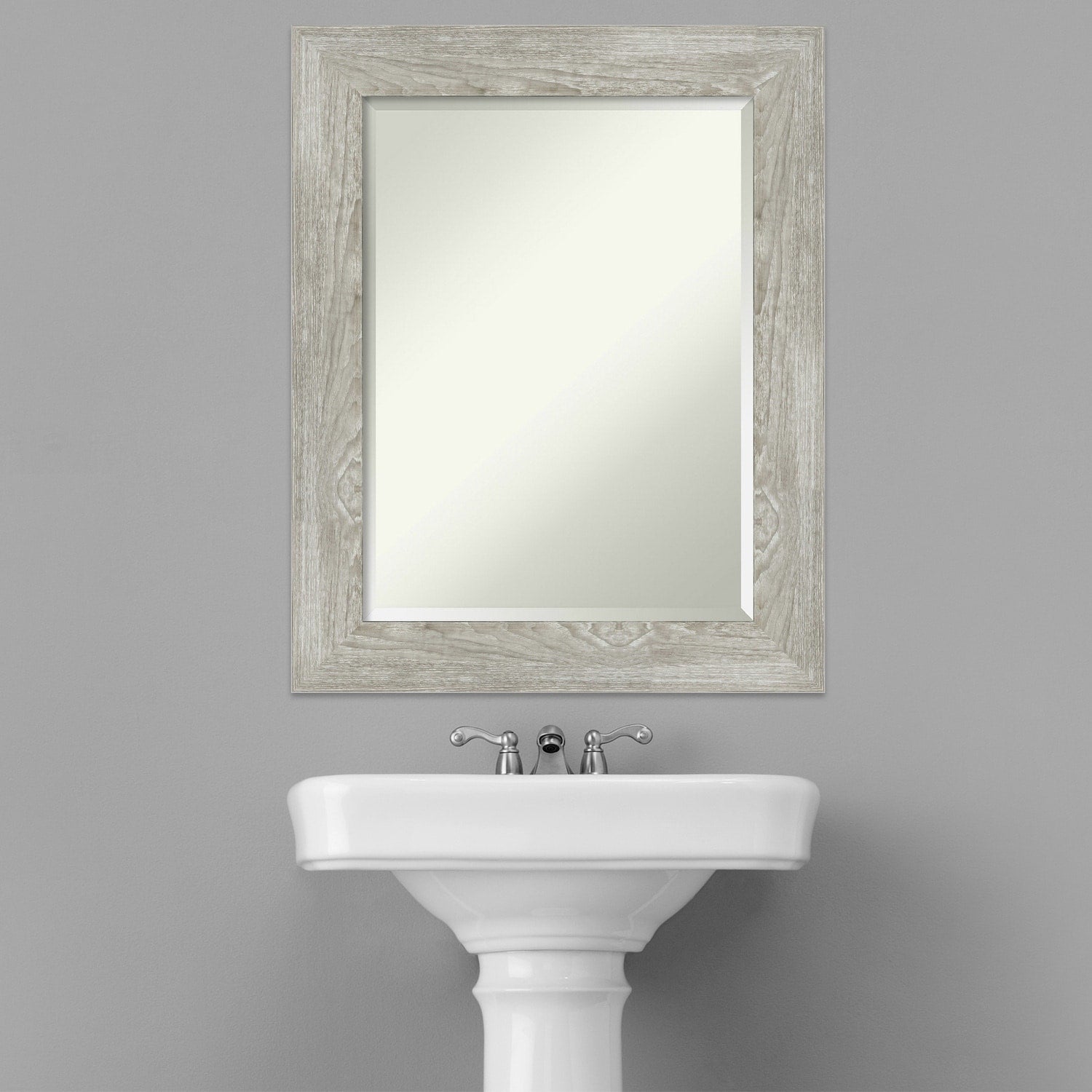 Beveled Bathroom Wall Mirror - Dove Greywash Frame