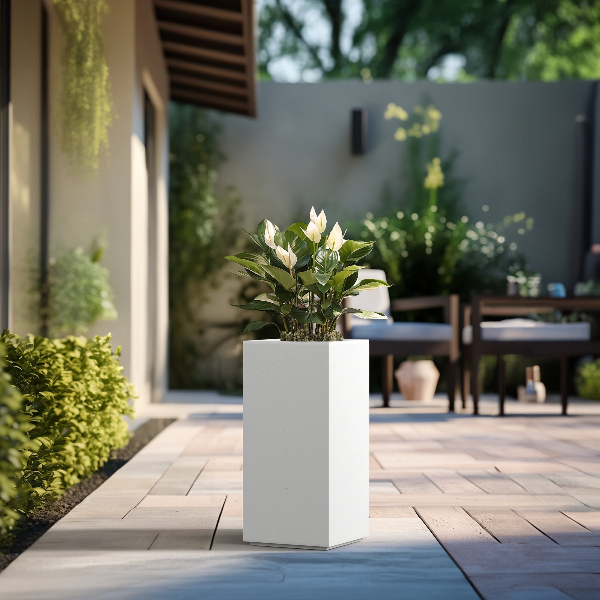 Tall Concrete Rectangle Plant Boxes / Large Indoor and Outdoor Flower Planters