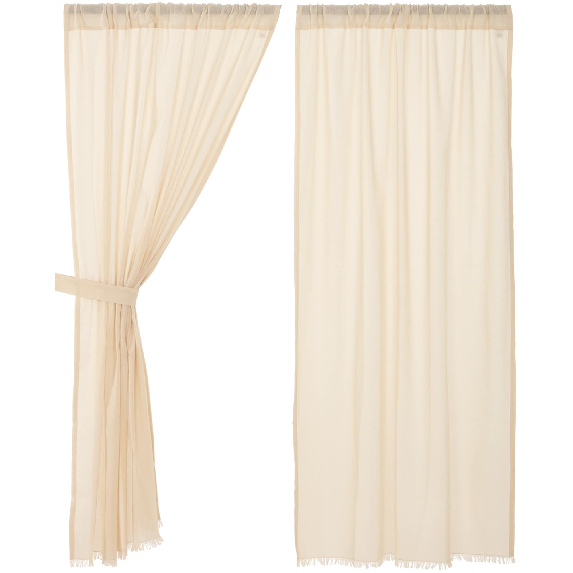 Tobacco Cloth Fringed Short Panel - Short Panel 63x36 - Short Panel 63x36