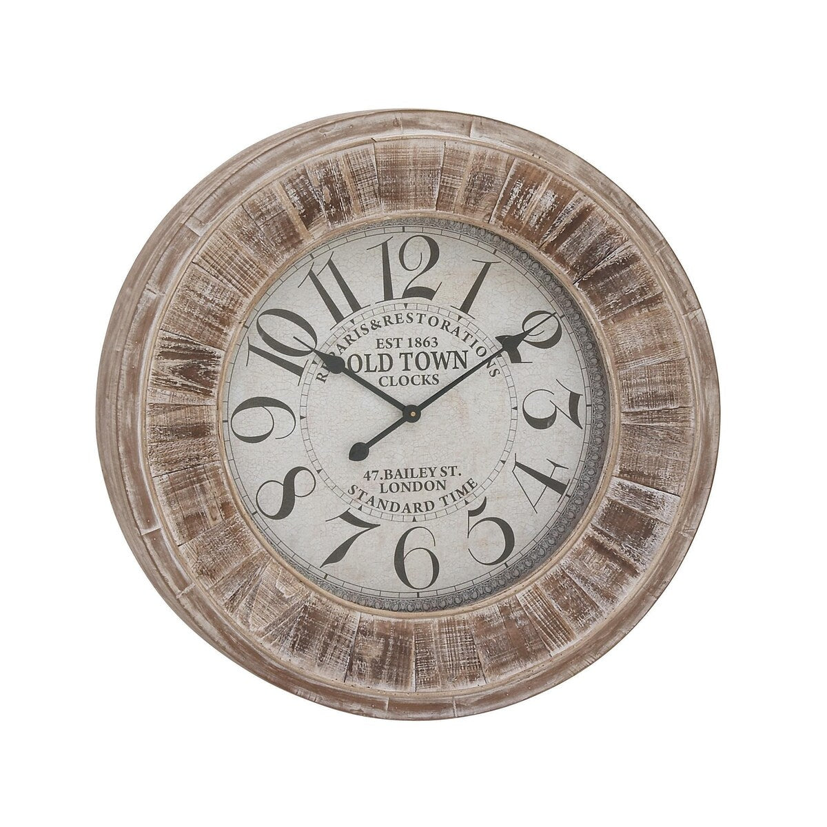 Wooden Decorative Wall Clock - Brown - Roche River Decor