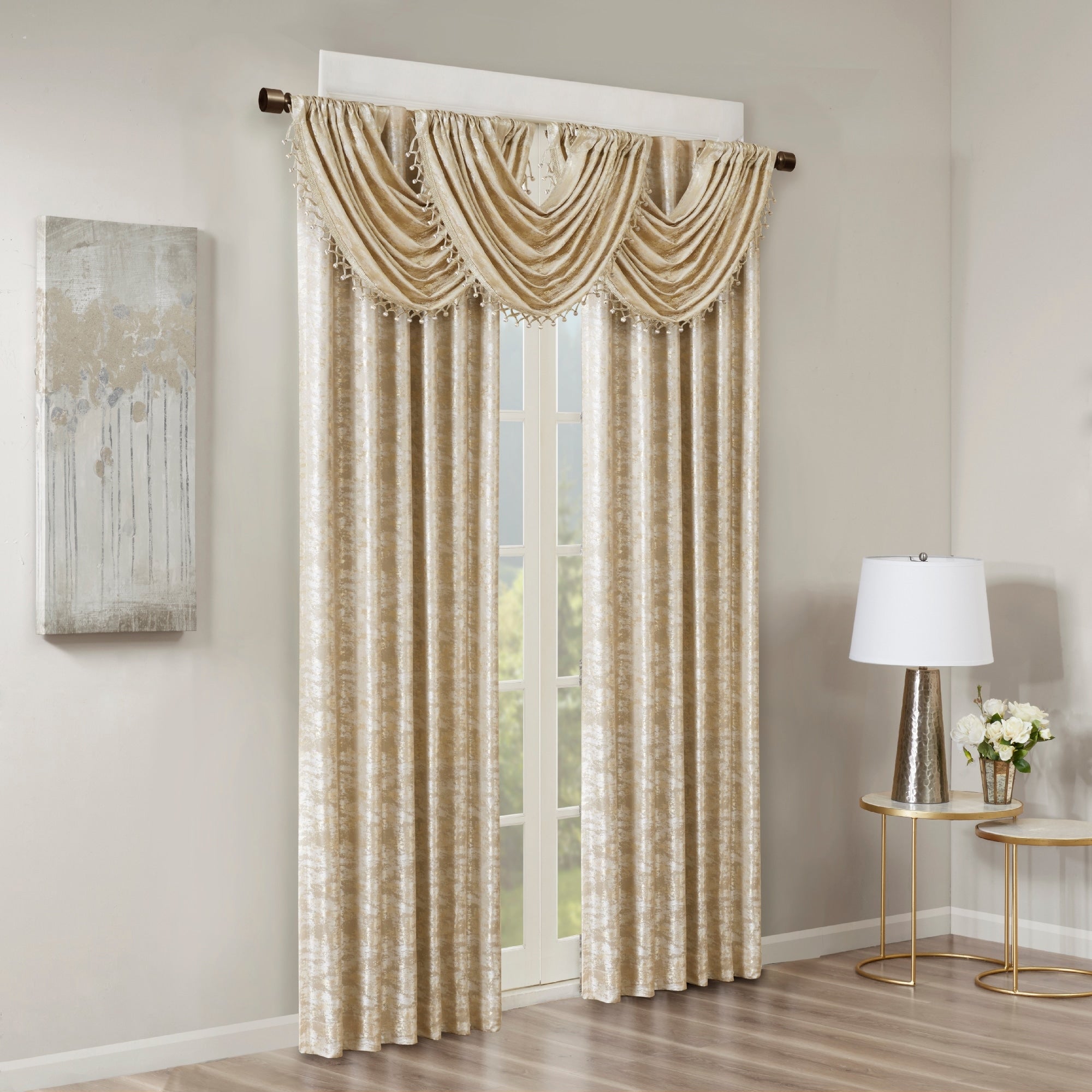 SunSmart Odessa Marble Jacquard Lined Total Blackout Rod Pocket/Back Tab Curtain Panel