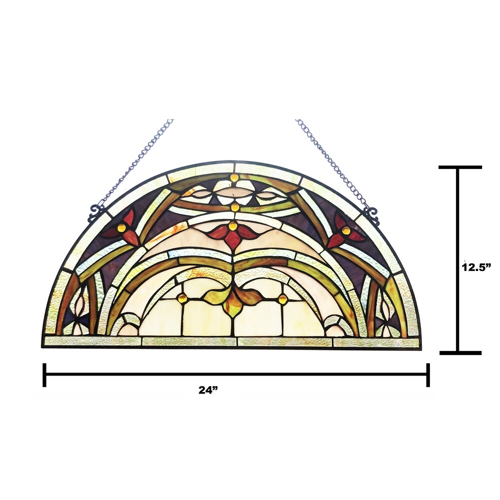 Gracewood Hollow Chu Glass Half-circle Window Panel/Suncatcher