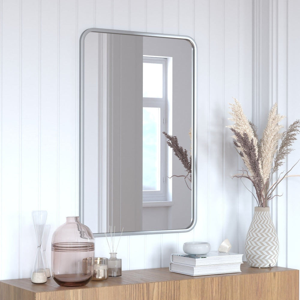 Wall Mount Shatterproof Rectangular Accent Wall Mirror with Metal Frame