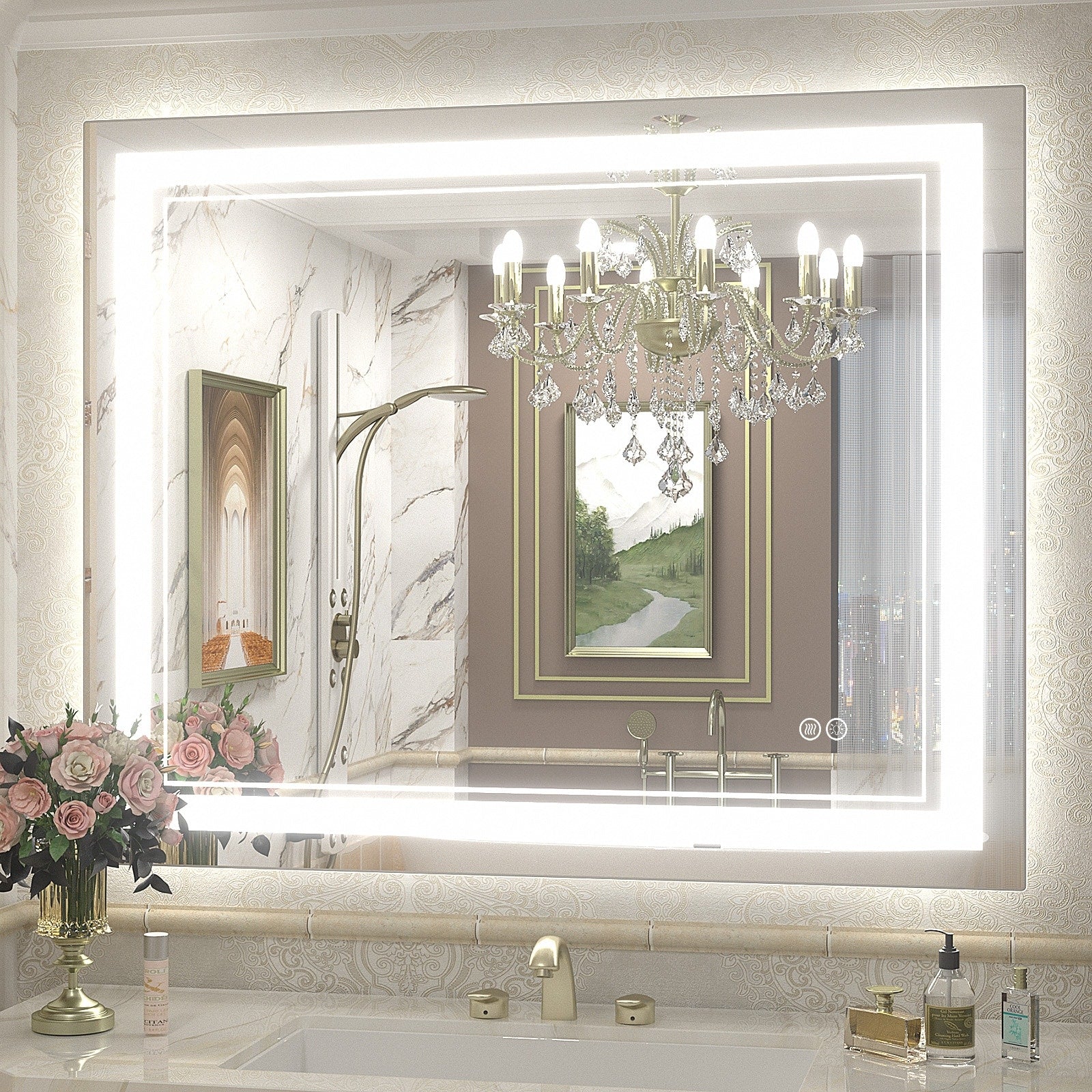 Apmir Frameless LED Anti-fog Bathroom Vanity Mirror in Tempered Glass