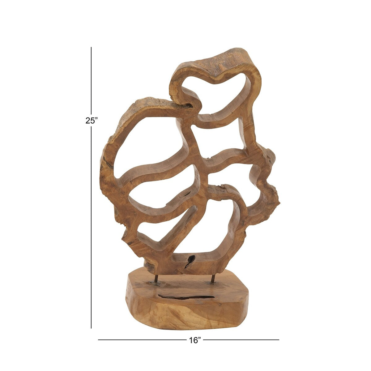 Teak Wood Abstract Handmade Decorative Sculpture - Brown - Roche River Decor