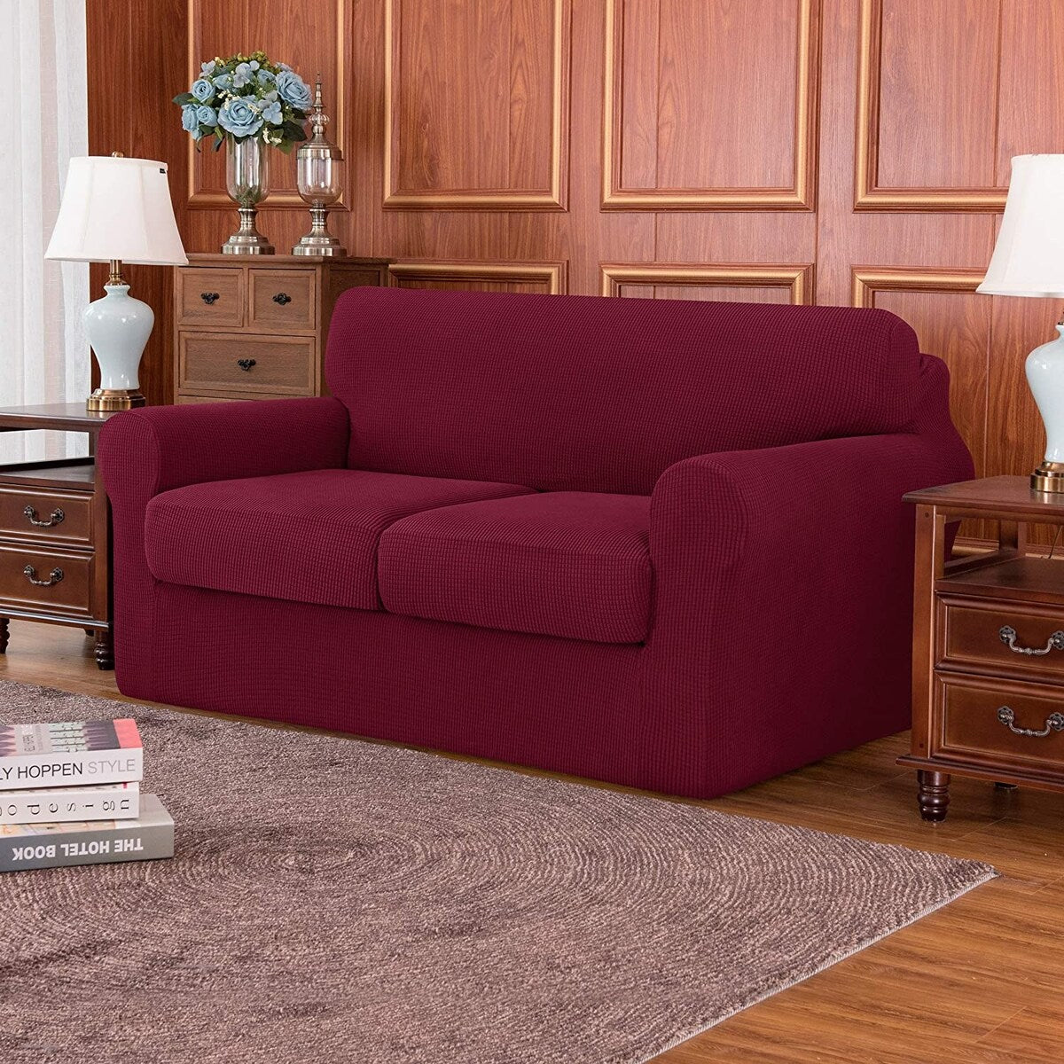 Subrtex Stretch Loveseat Slipcover Cover with 2 Separate Cushion Cover