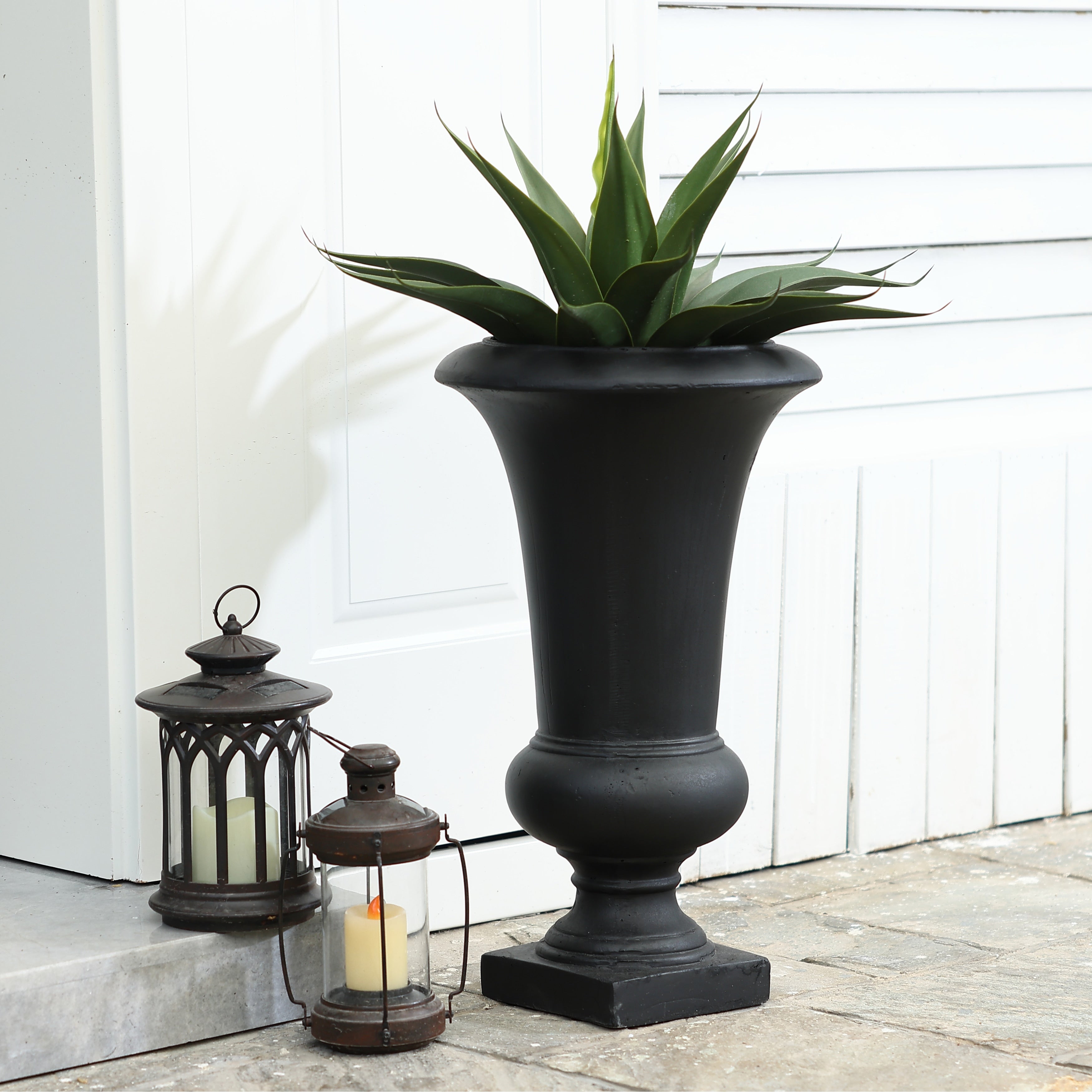 22.75 H Handmade Fiber Stone Tall Urn Planter Pot