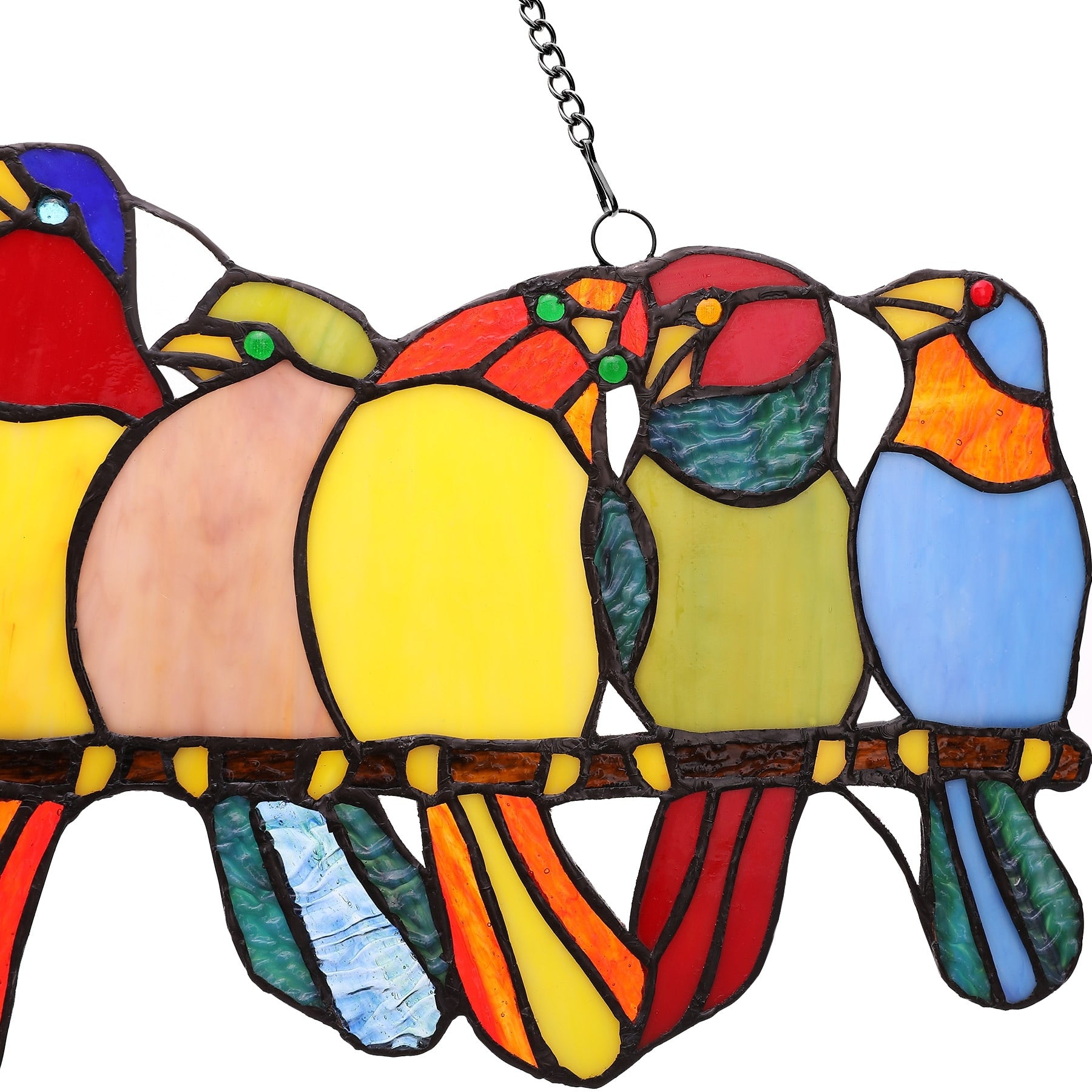 CO-Z Stained Glass Birds Tiffany Window Panel, 20.75 x 9H - W20.75xH9